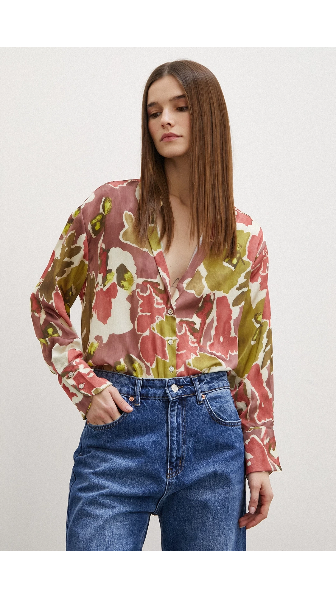 Desenli Gofret Gömlek Haki