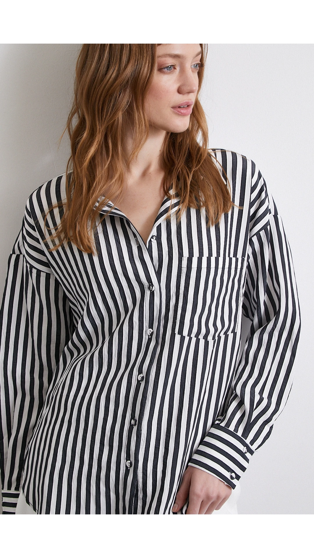 Multi Çizgili Cepli Gömlek Siyah