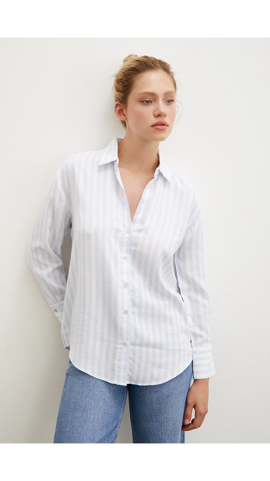 Çizgili Gömlek Mavi