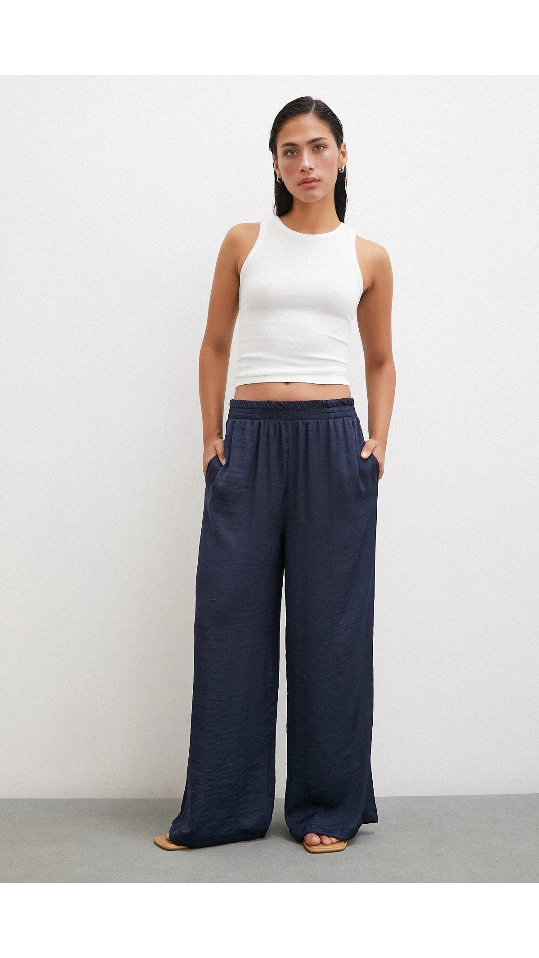 Dökümlü Romantik Pantolon Lacivert