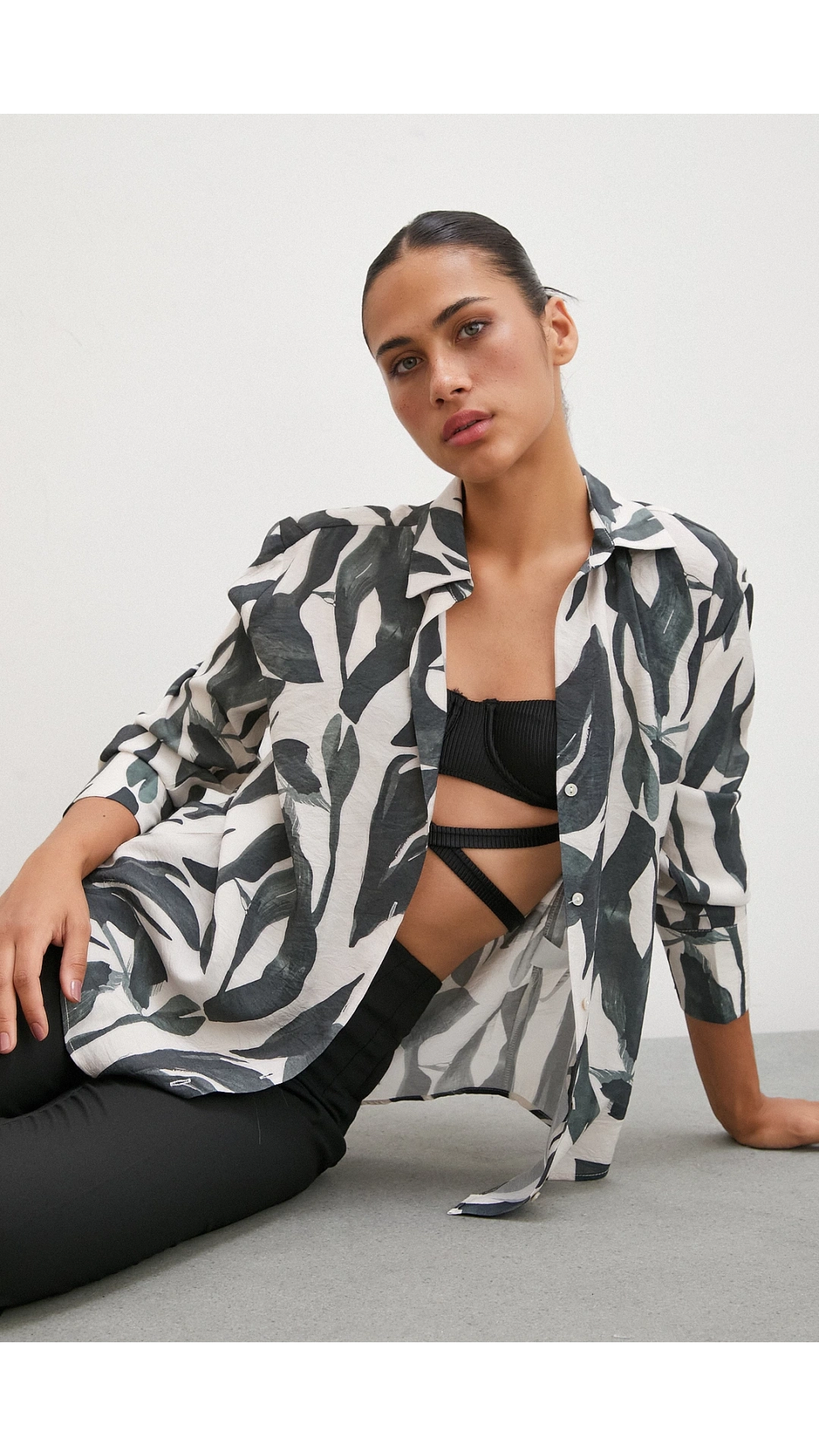 Desenli Modal Gömlek Haki