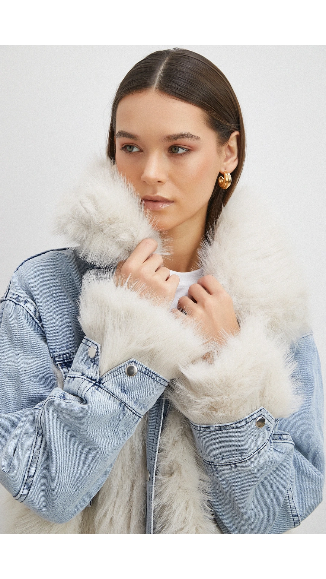 Kot Garnili Kürklü Mont Mavi