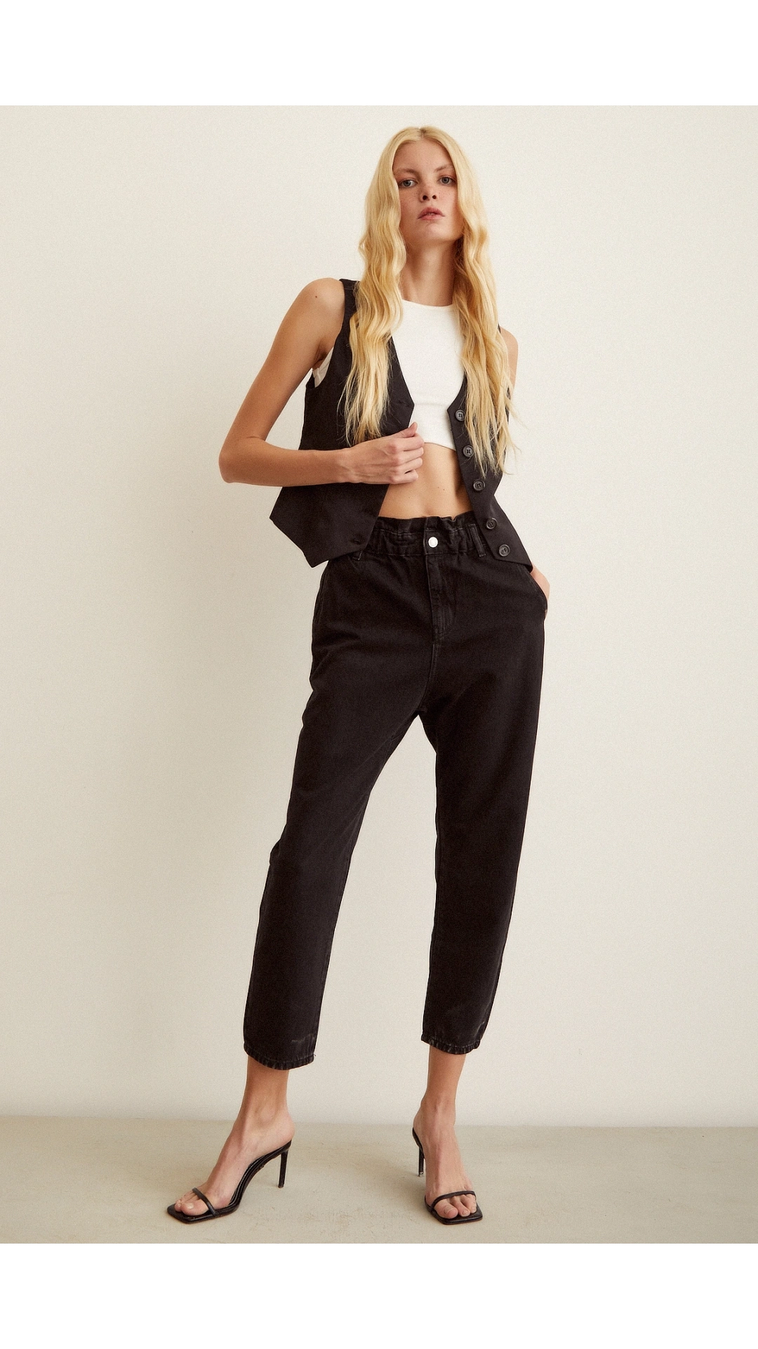 Beli Lastikli Mom Jean Siyah