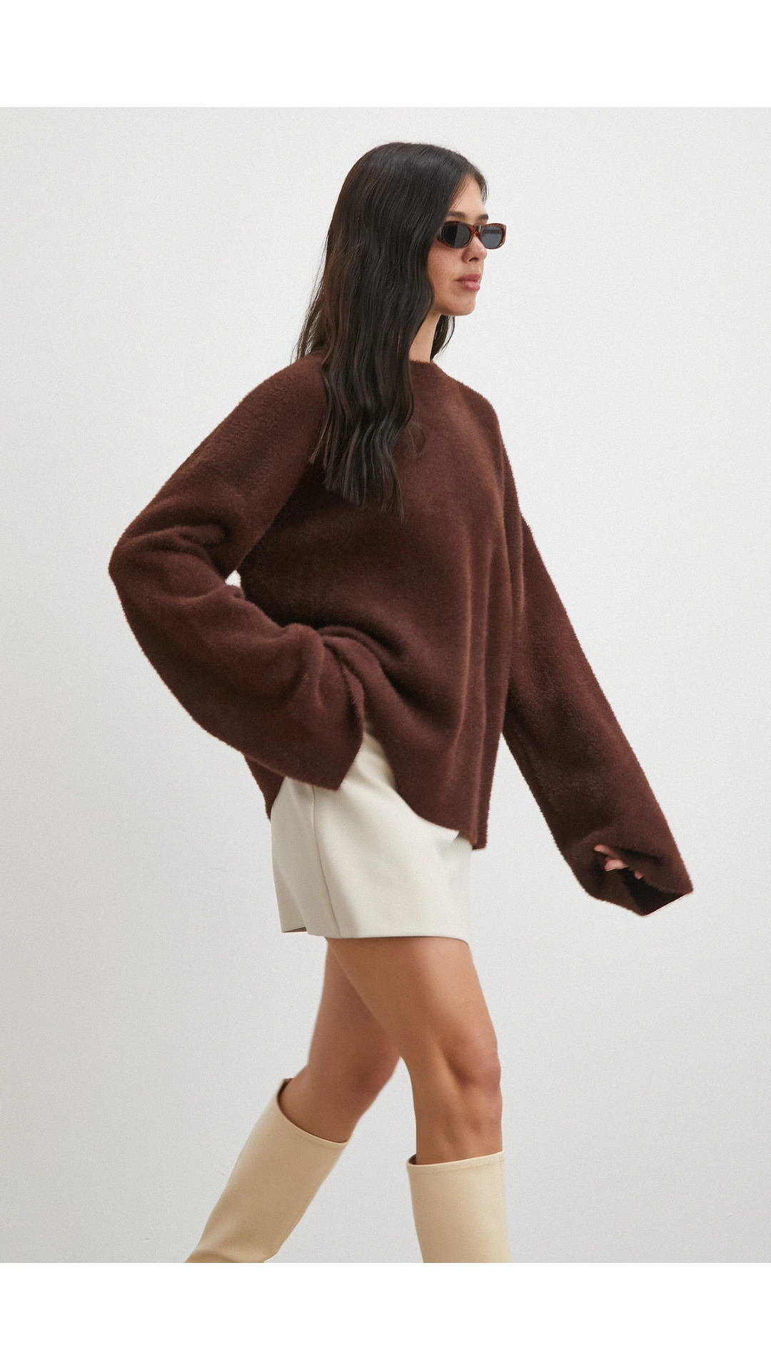 Bisiklet Yaka T Kol Kazak Kahve