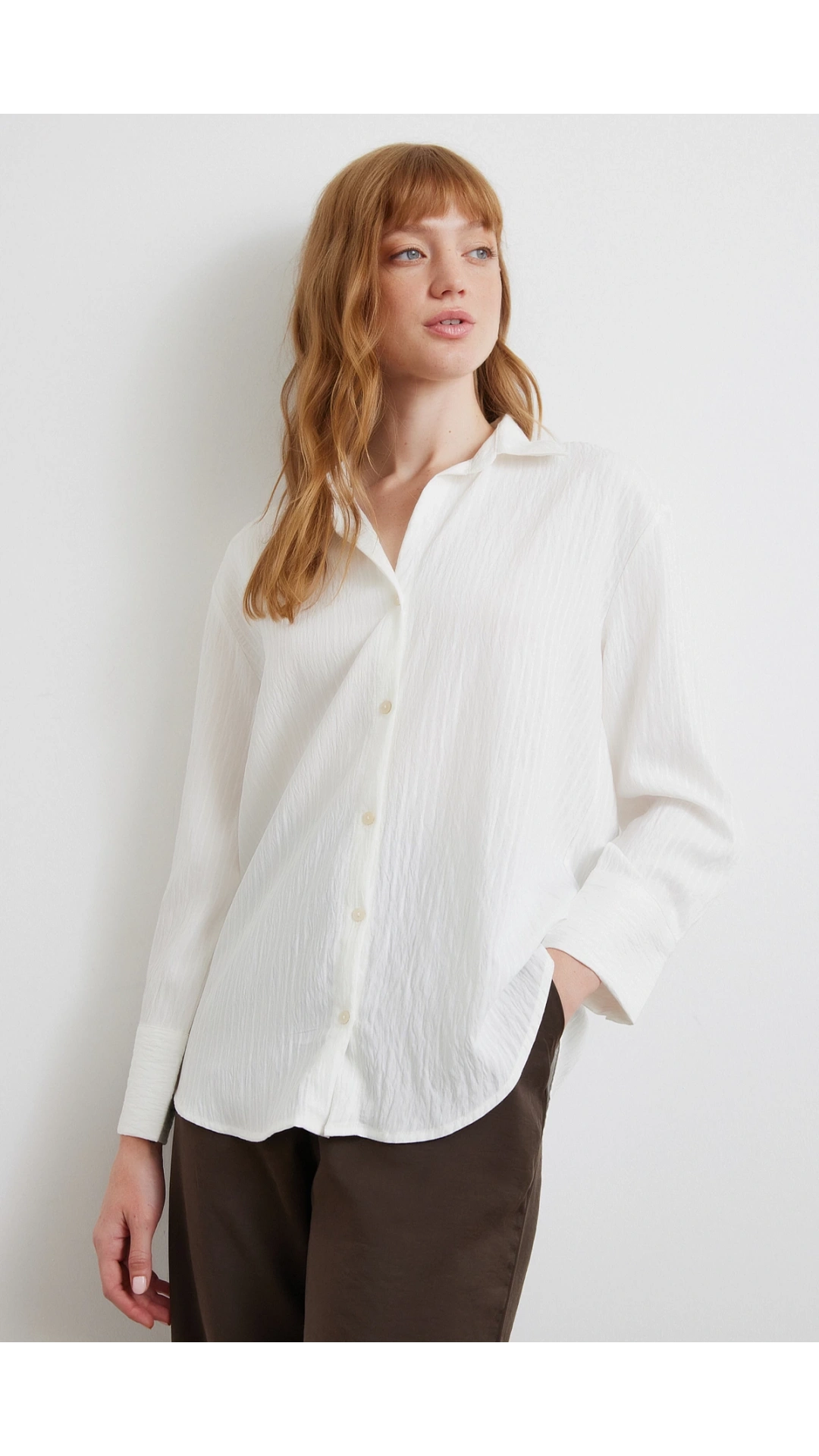 Paralel Çizgili Gömlek Beyaz