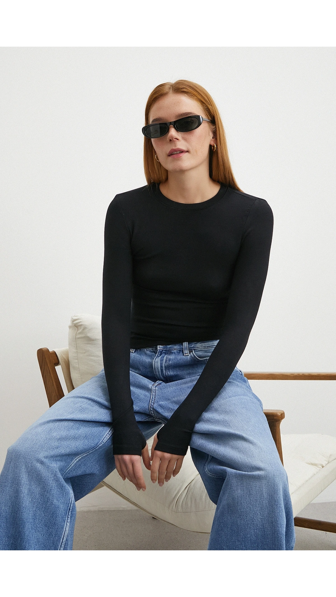 Kol Yırtmaçlı Bluz Siyah