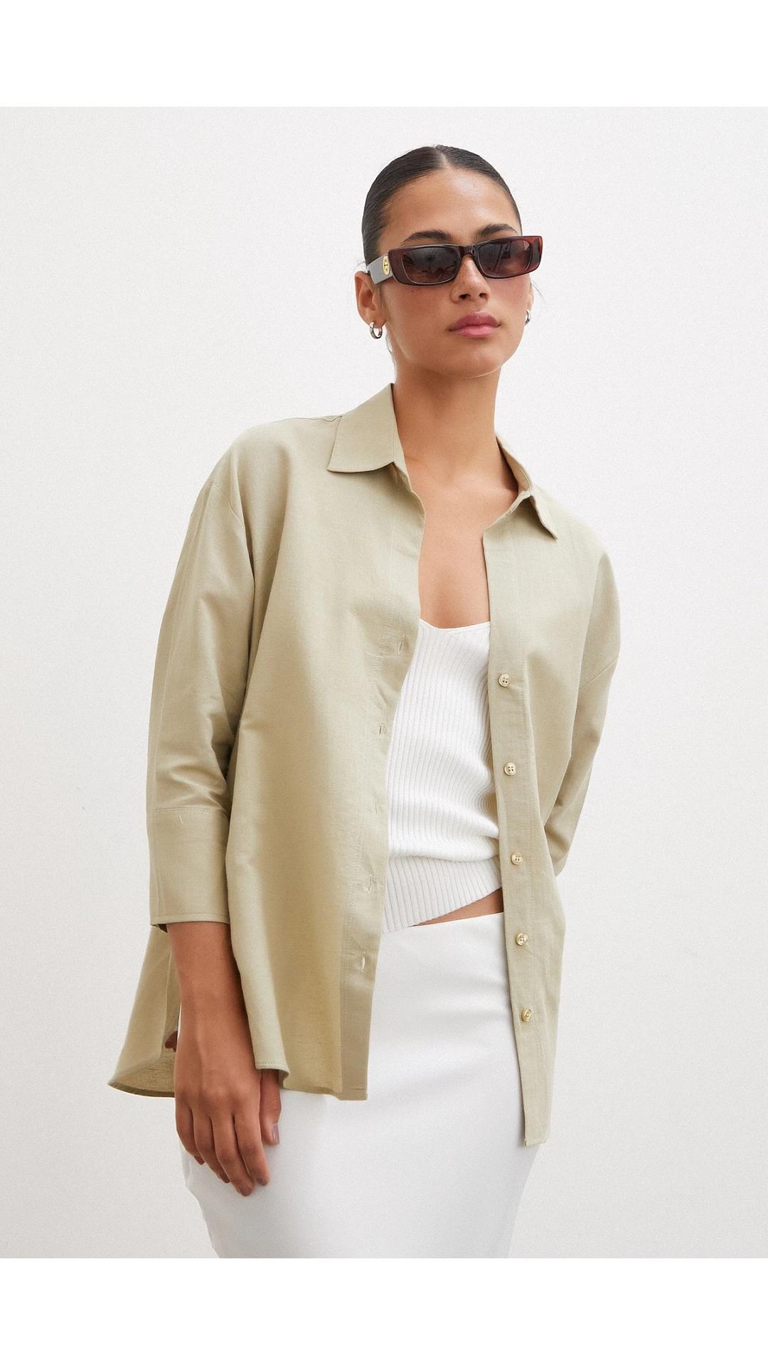 Yırtmaçlı Fakir Kol Gömlek Yeşil