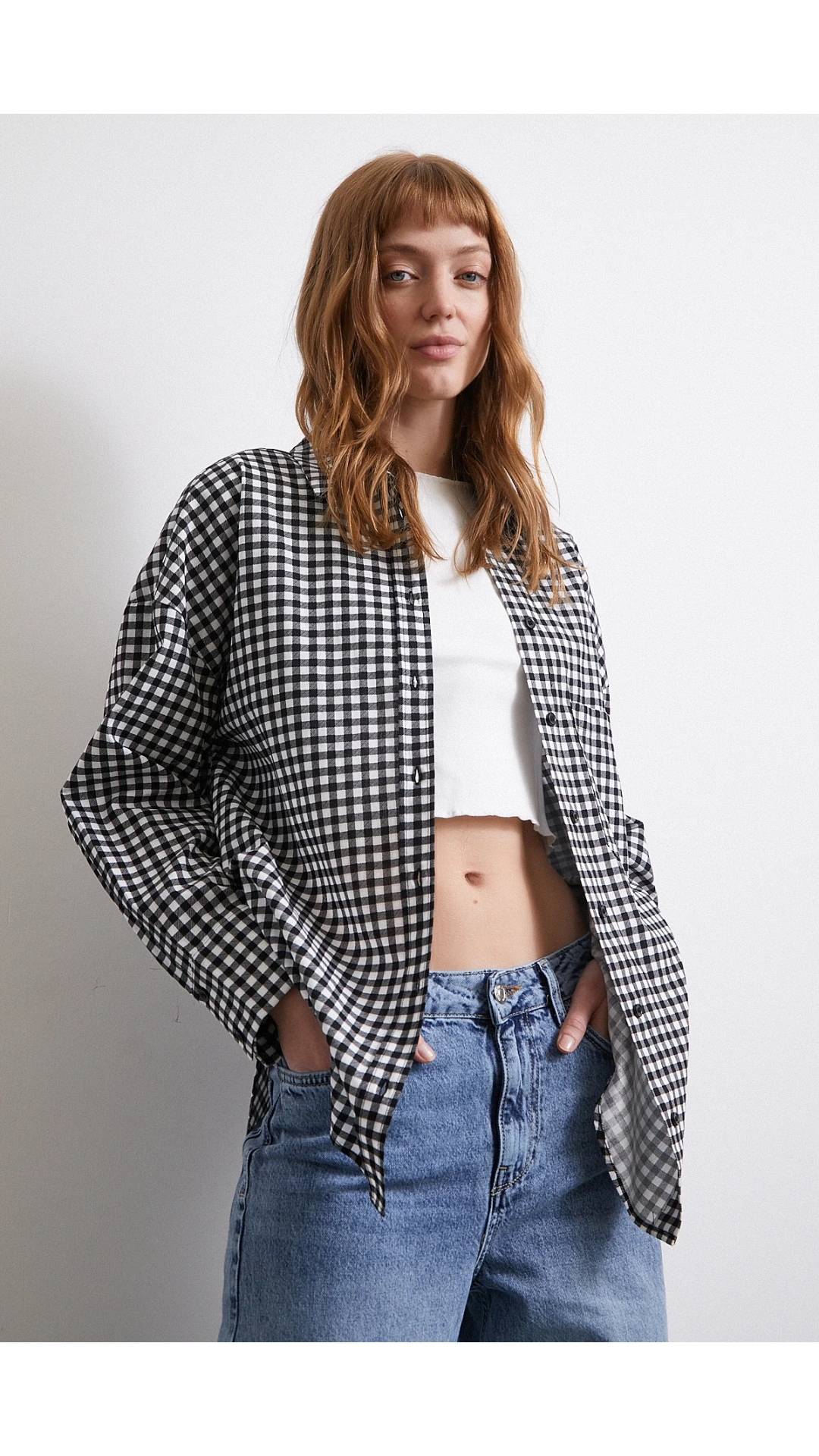 Pamuklu Ekose Gömlek Siyah