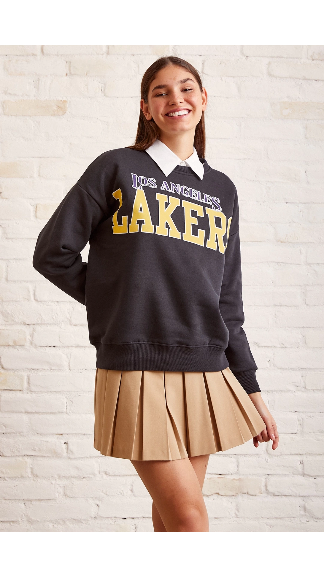 Lakers Baskılı Sweatshirt Antirasit
