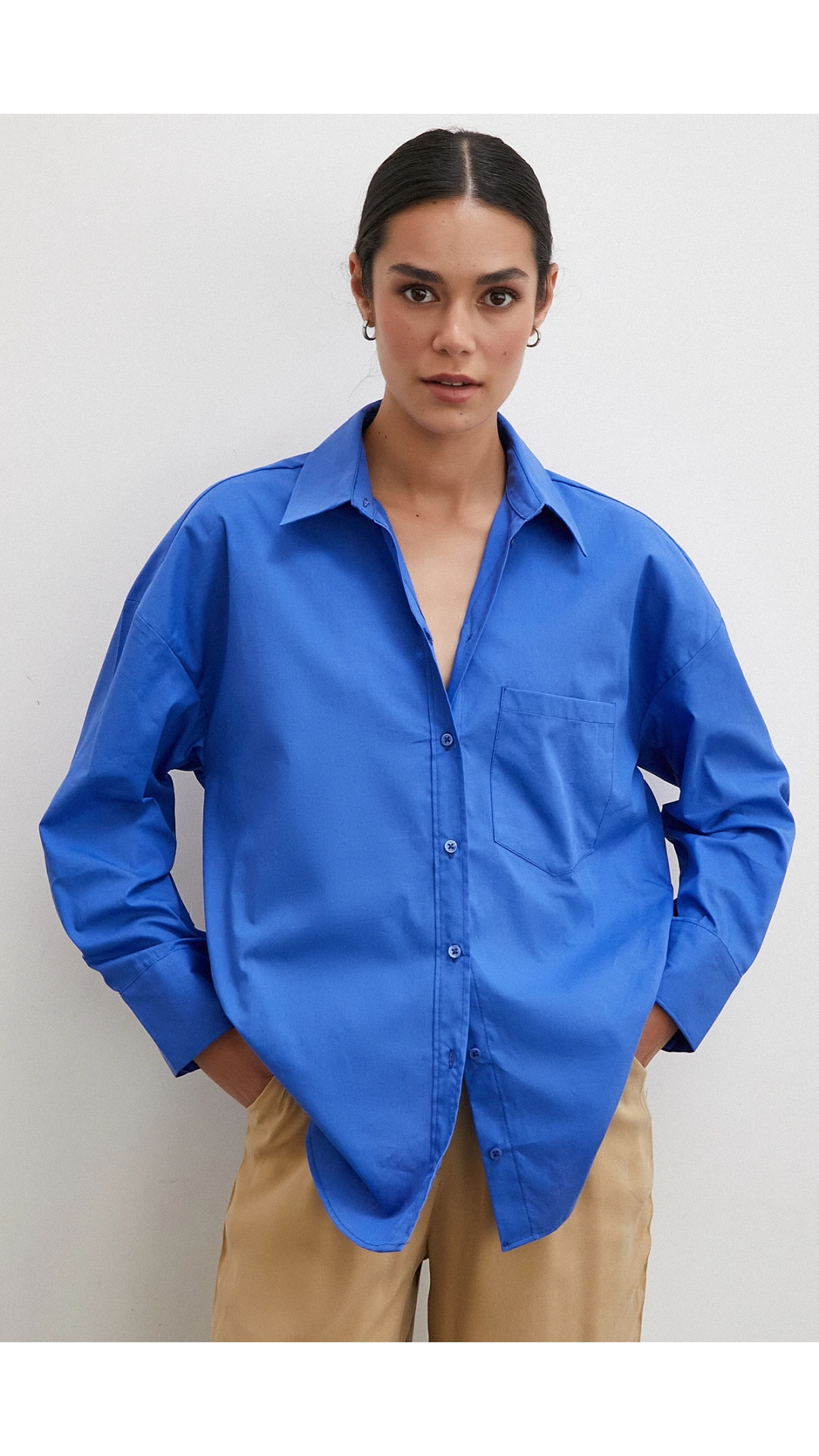 Pamuklu Klasik Gömlek İndigo