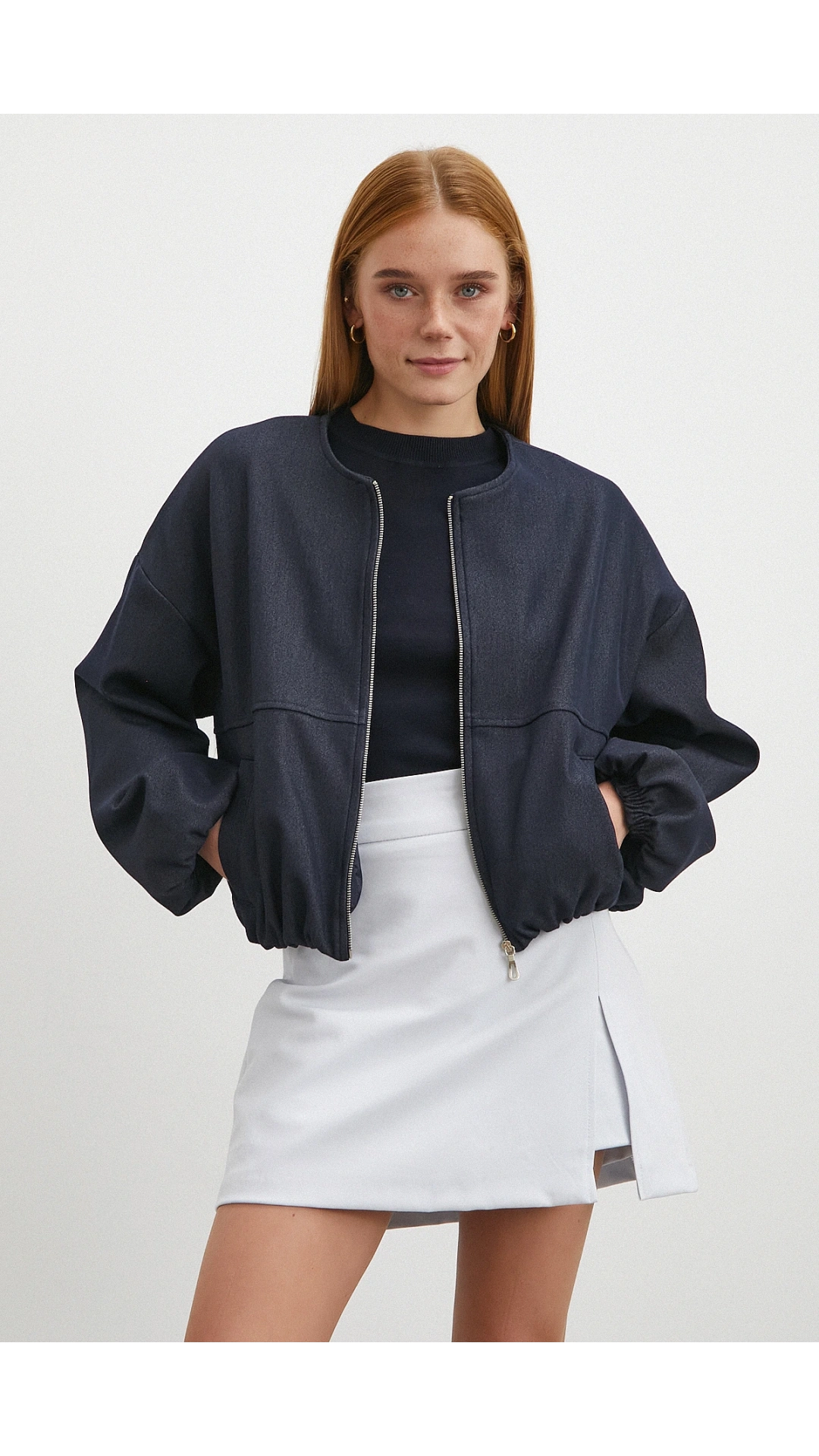 Yırtmaçlı Şort Etek Mavi