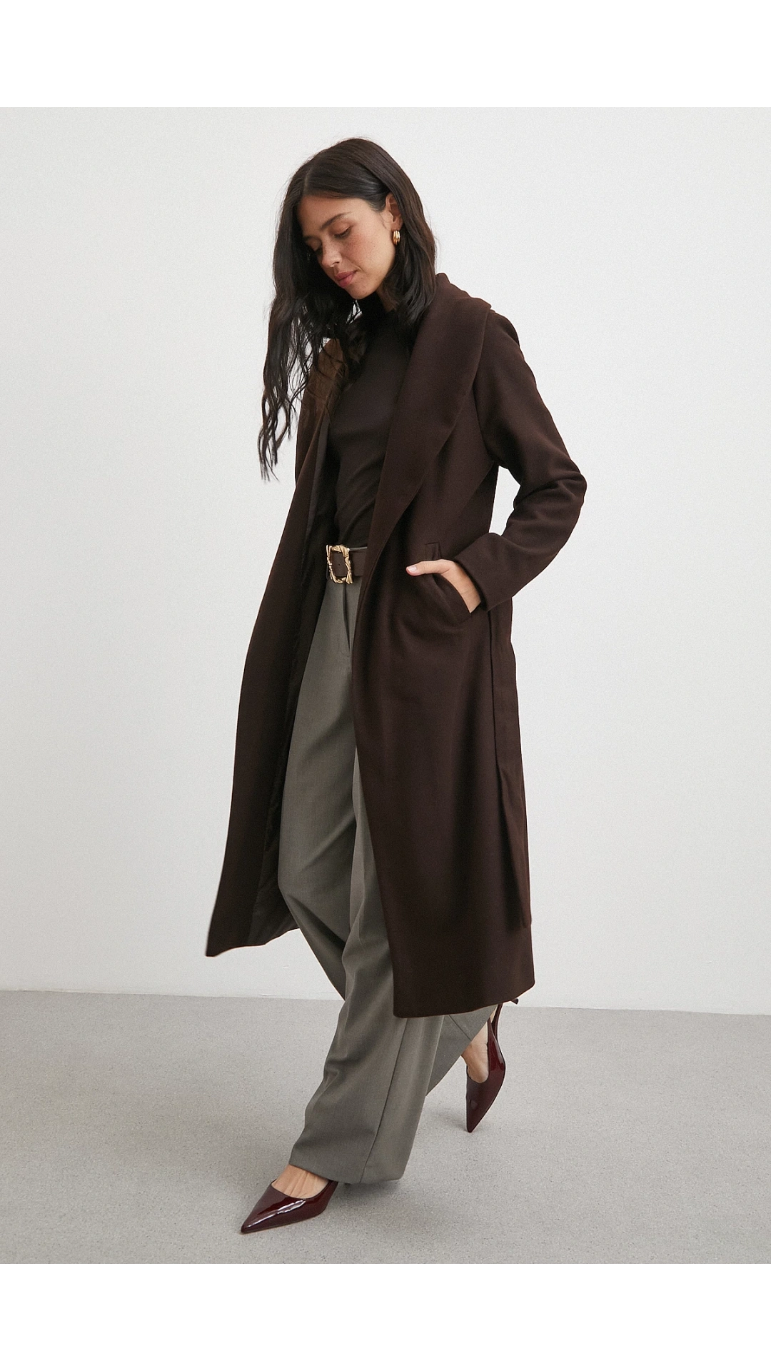 Kuşaklı Kaşe Kaban Kahve