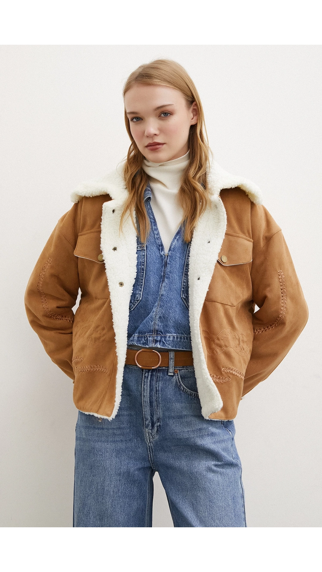 Süet İçi Peluşlu Mont Taba