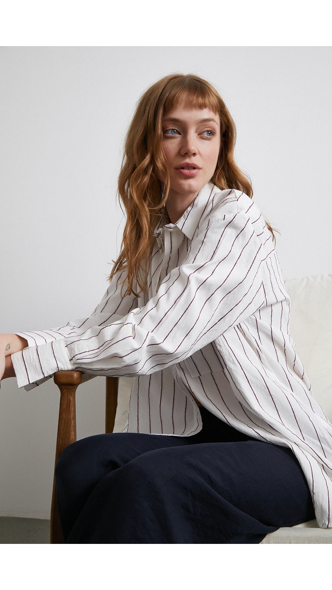 Çizgili Cepli Gömlek Bordo