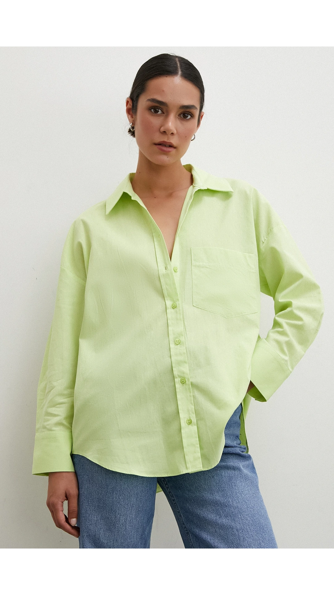 Regular Fit Poplin Gömlek Yeşil