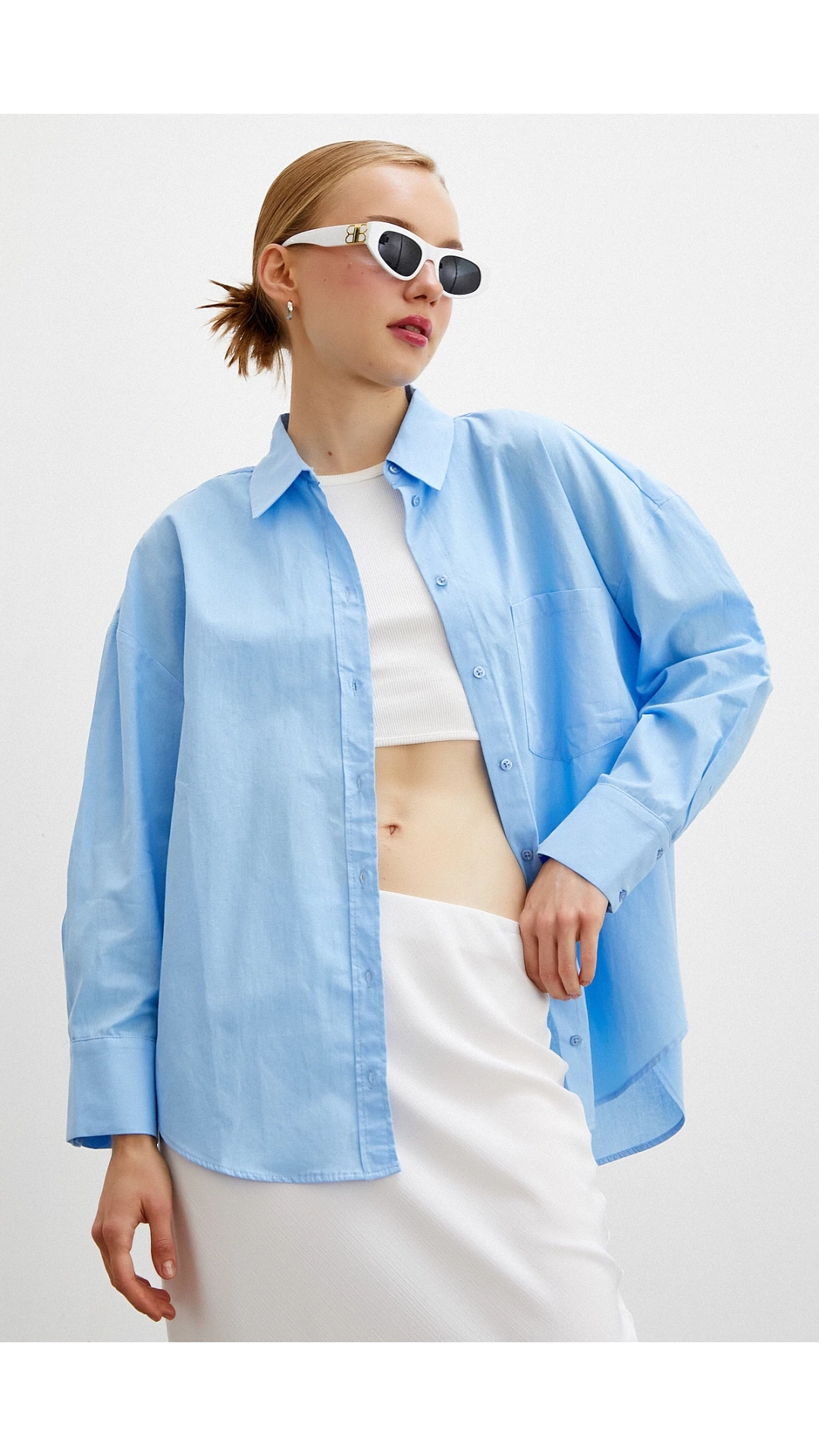 Regular Fit Poplin Gömlek Açık Mavi