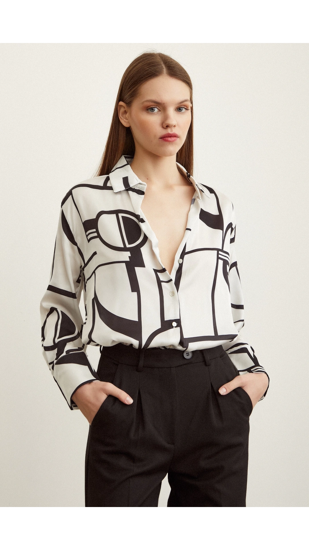 Çizgili Saten Gömlek Kemik