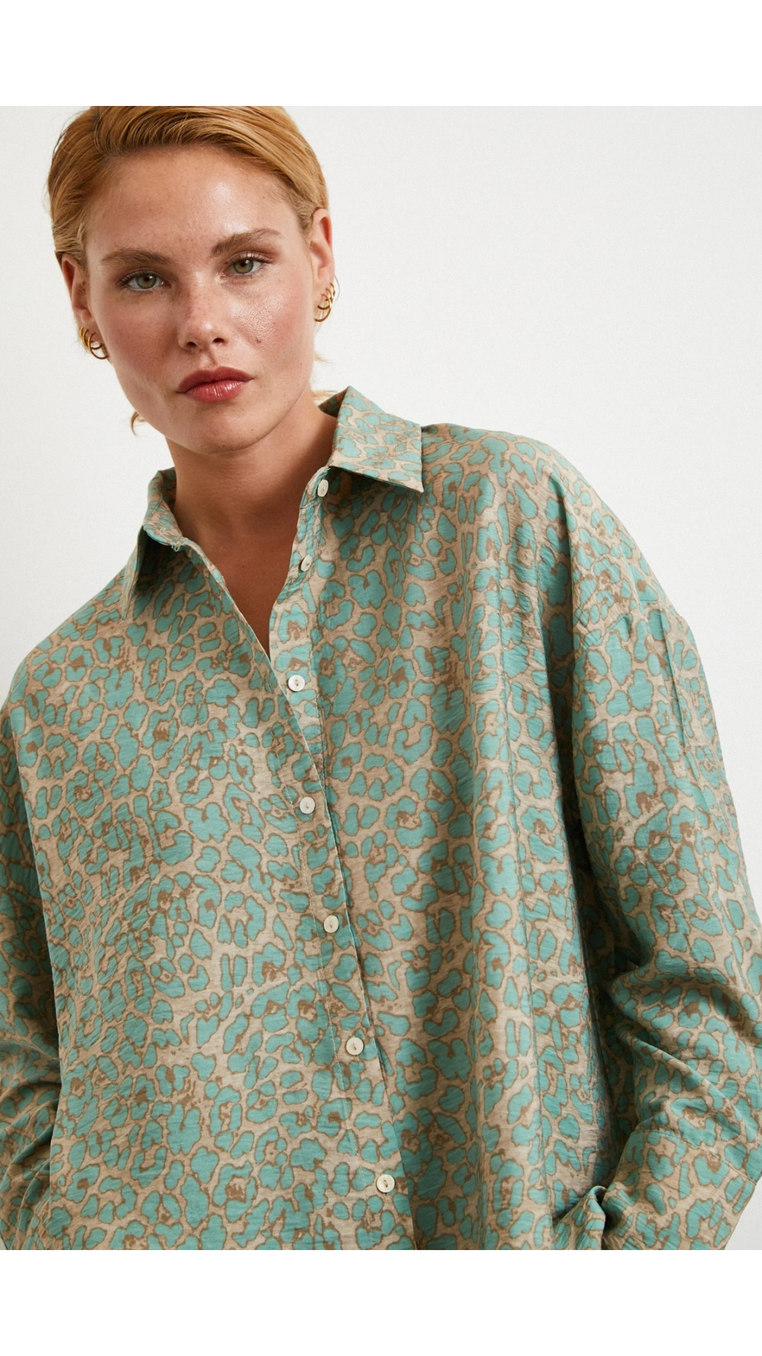 Leopar Desen Javanez Gömlek Fuşya