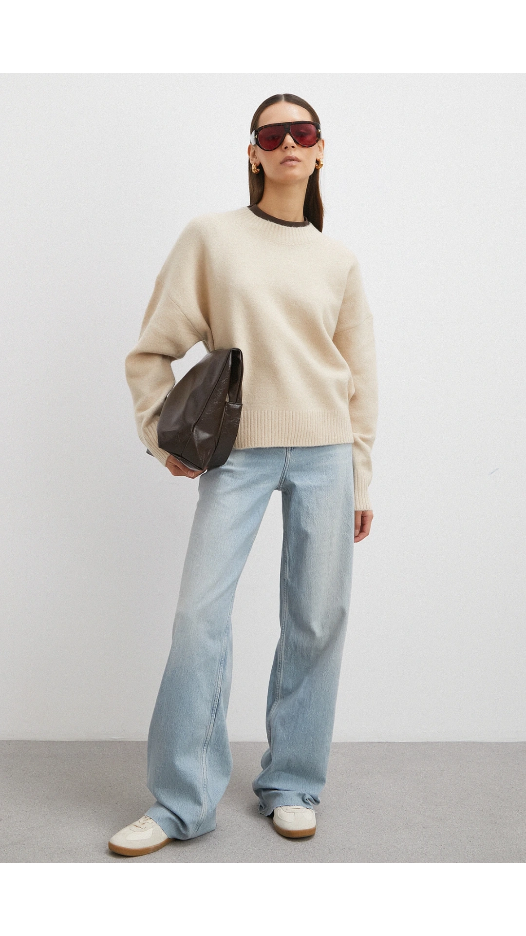 Yüksek Bel Kesik Paça Straight Buz Mavisi