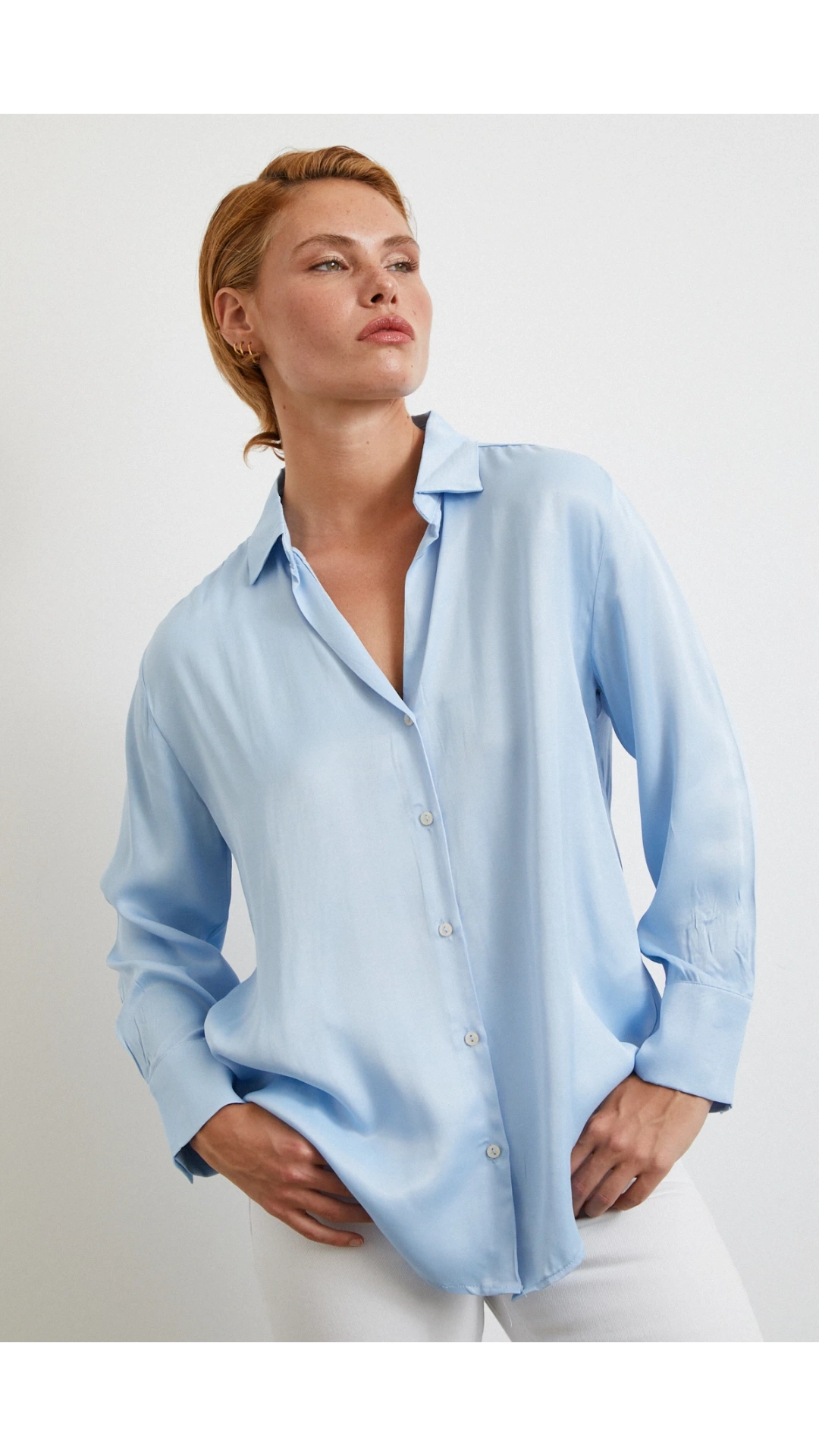 Viskon Saten Gömlek Mavi