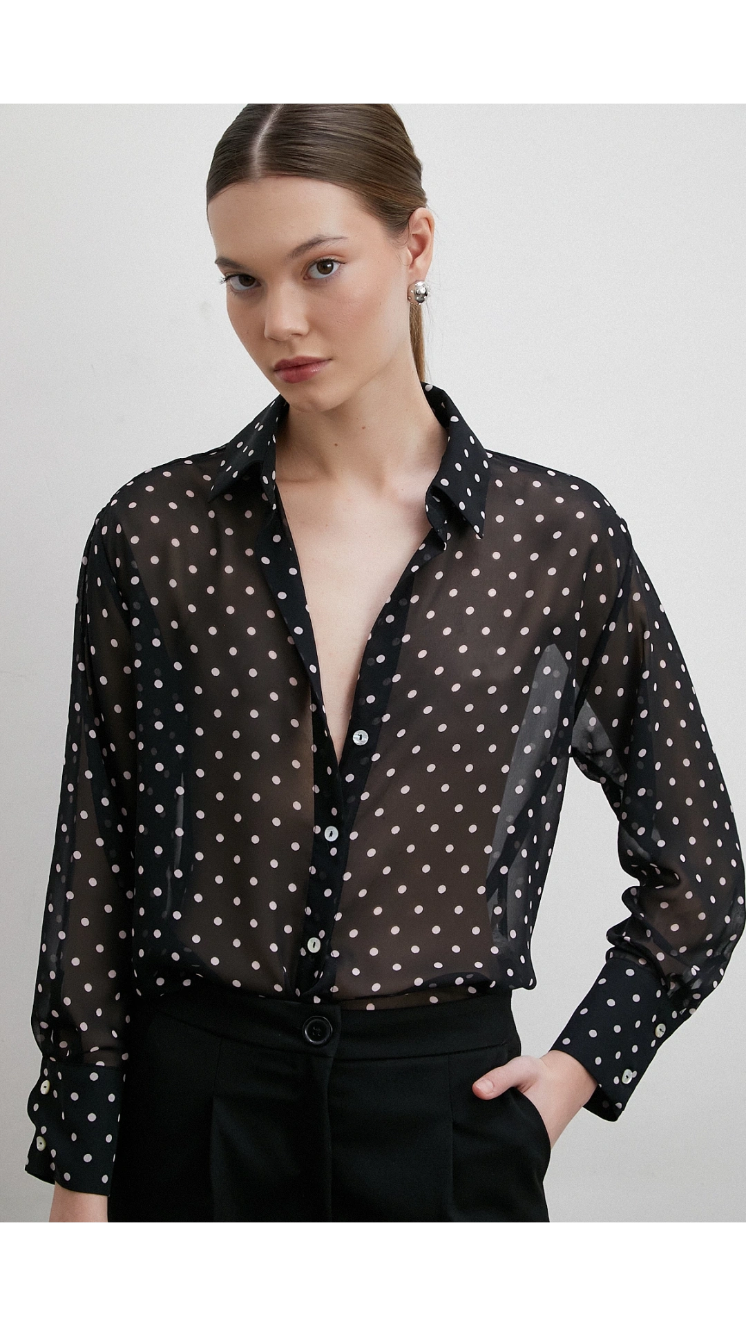 Puantiyeli Gömlek Siyah