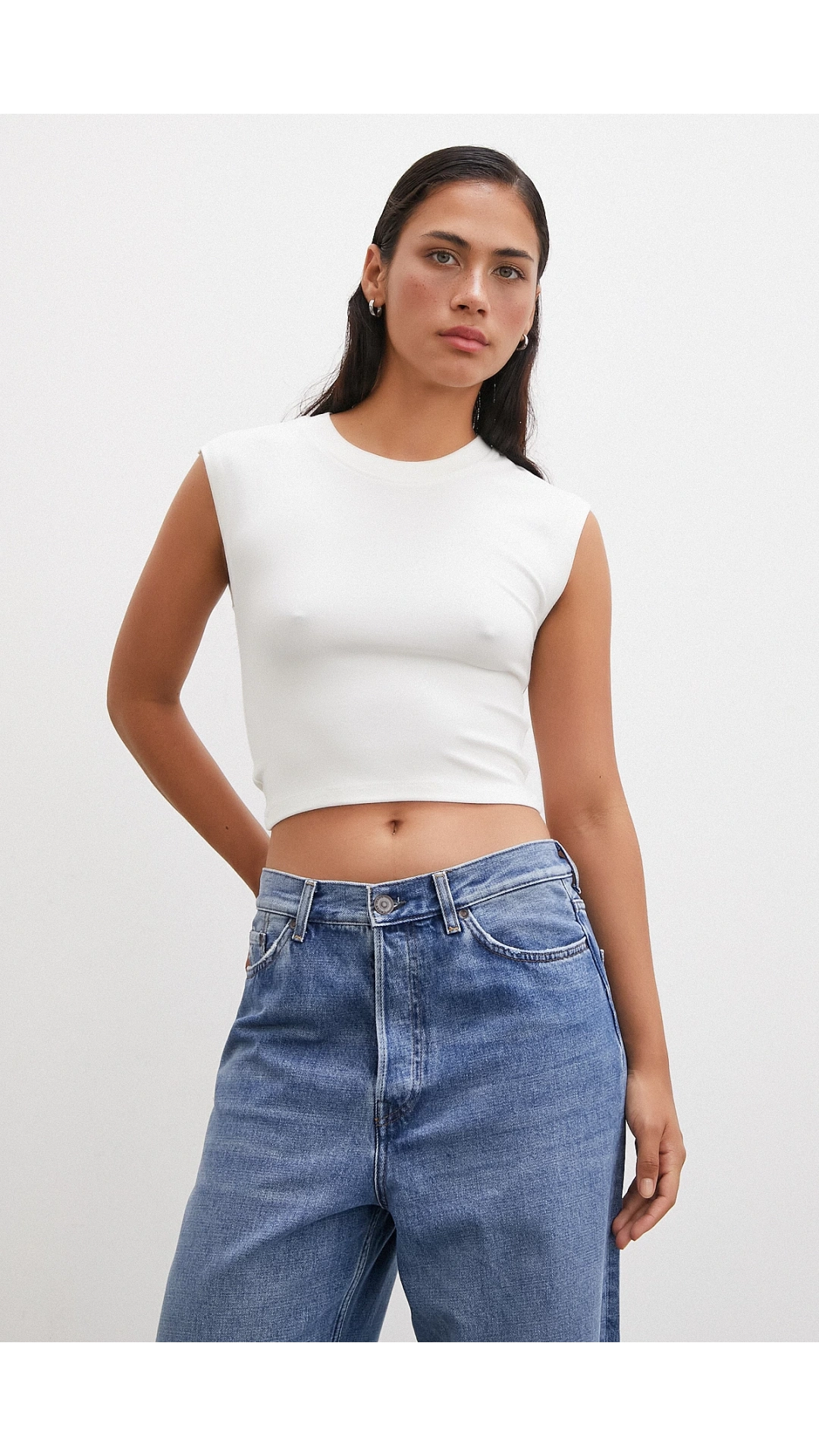 Sıfır Kol T-shirt Beyaz