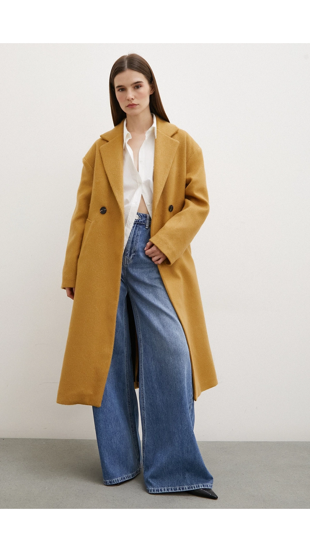 Midi Boy Tüylü Kaban Kahve