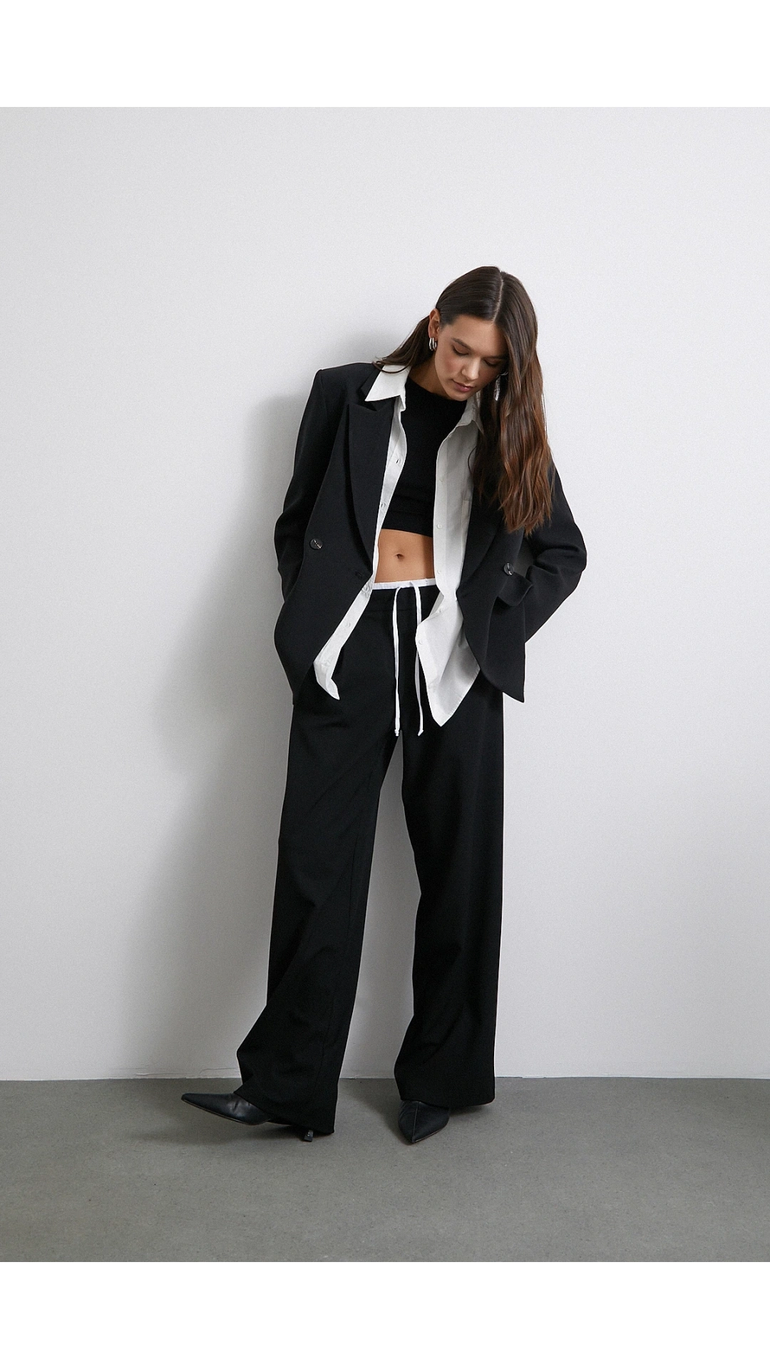 Yanı Fermuarlı Garnili Pantolon Siyah