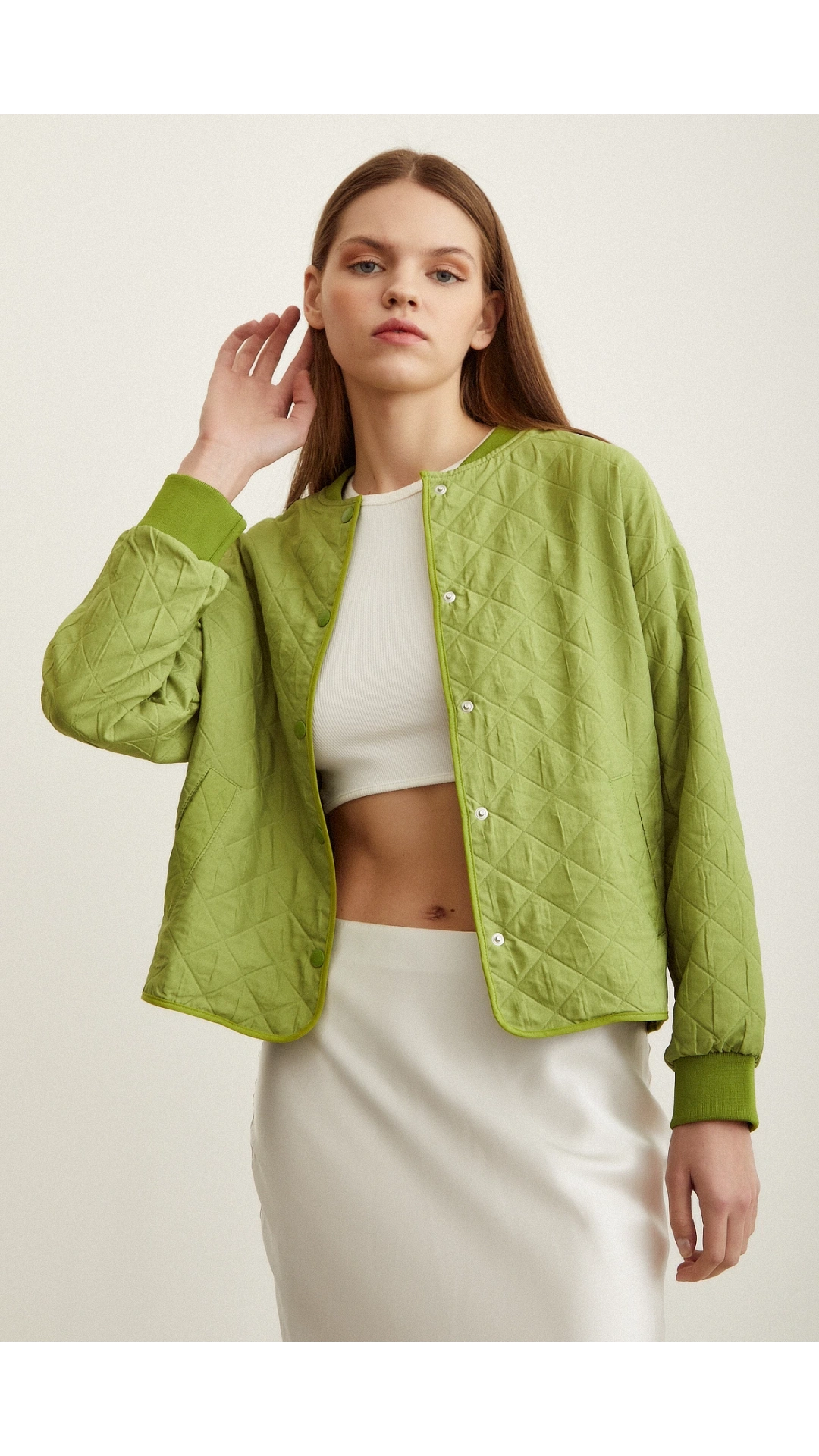 Bomber Kapitone Ceket Fıstık Yeşili