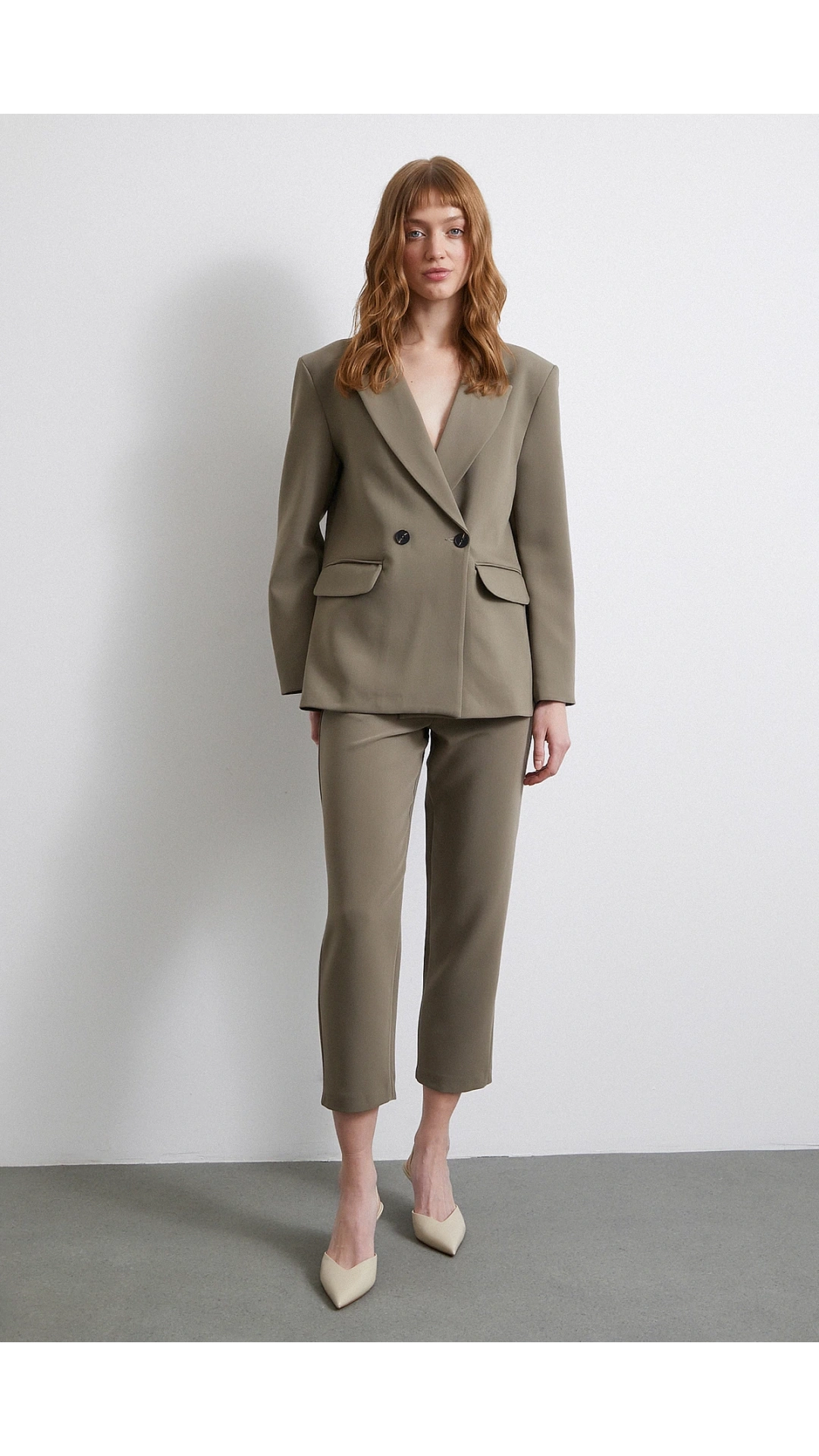 Klasik Poliviskon Ceket Haki