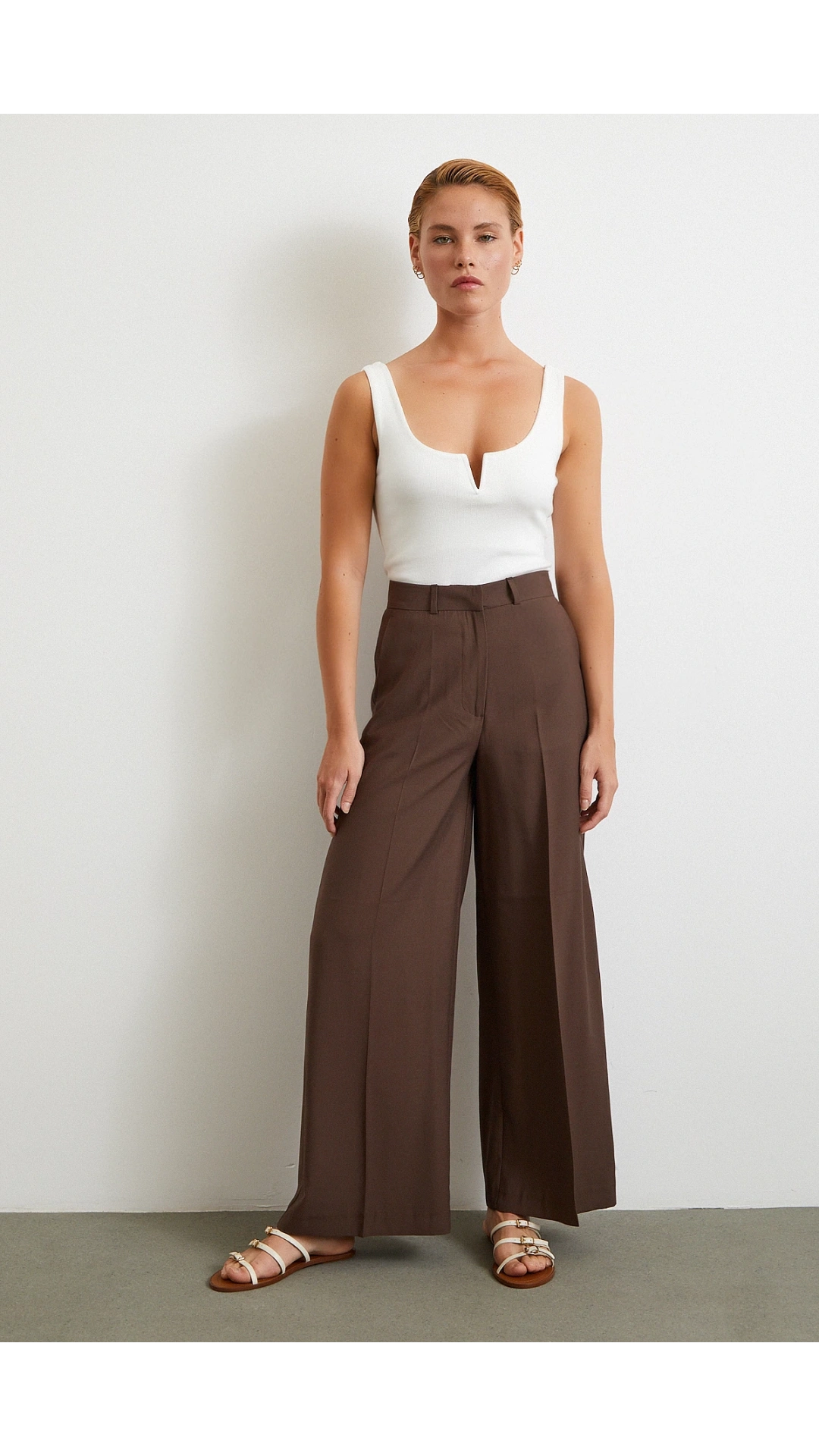 Geniş Paça Palazzo Pantolon Kahve