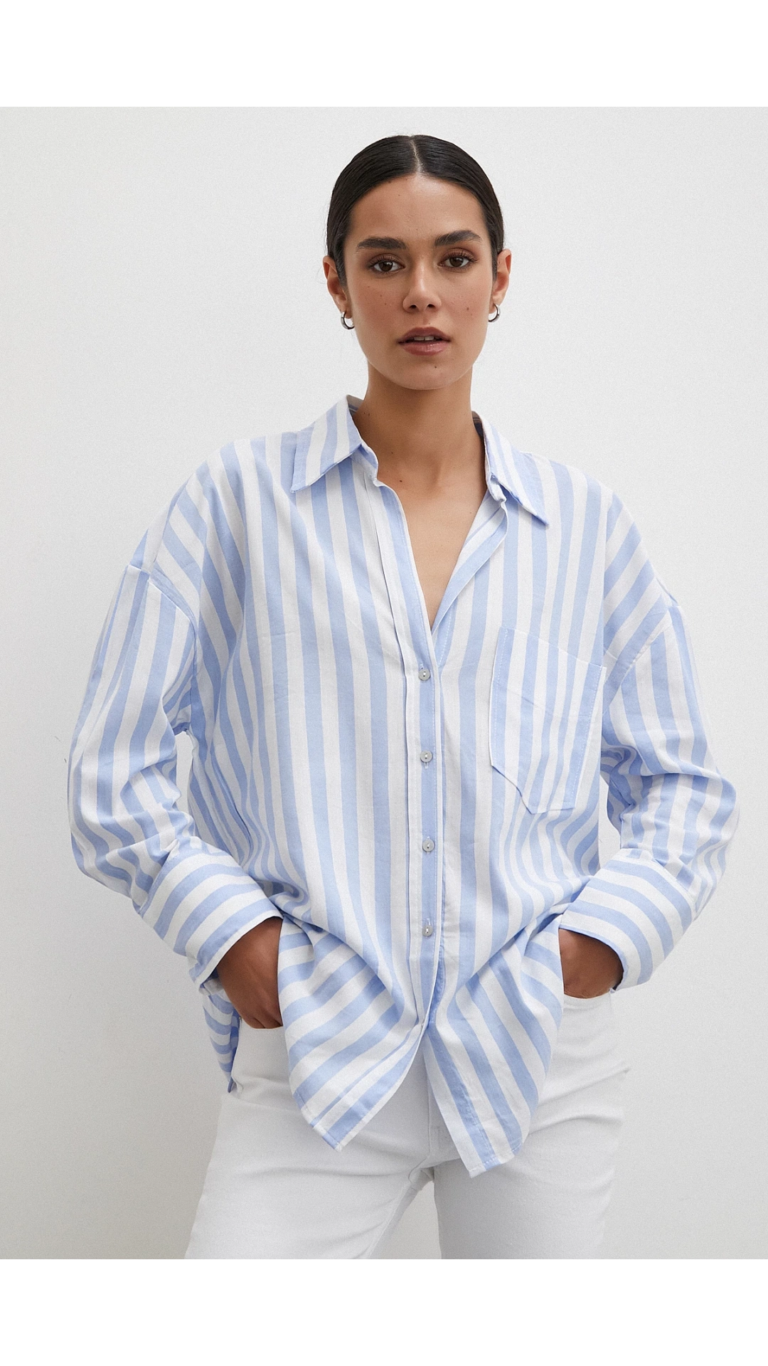 Oversize Cepli Gömlek Mavi