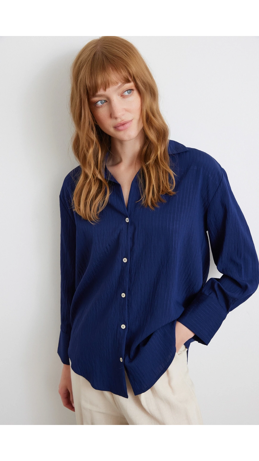 Paralel Çizgili Gömlek Lacivert