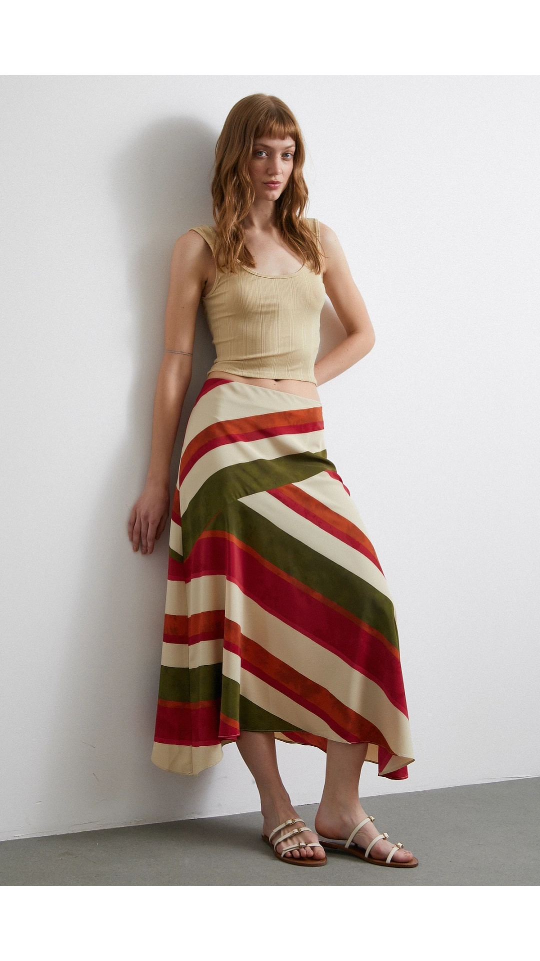 Chery Çizgili Verev Etek Bej