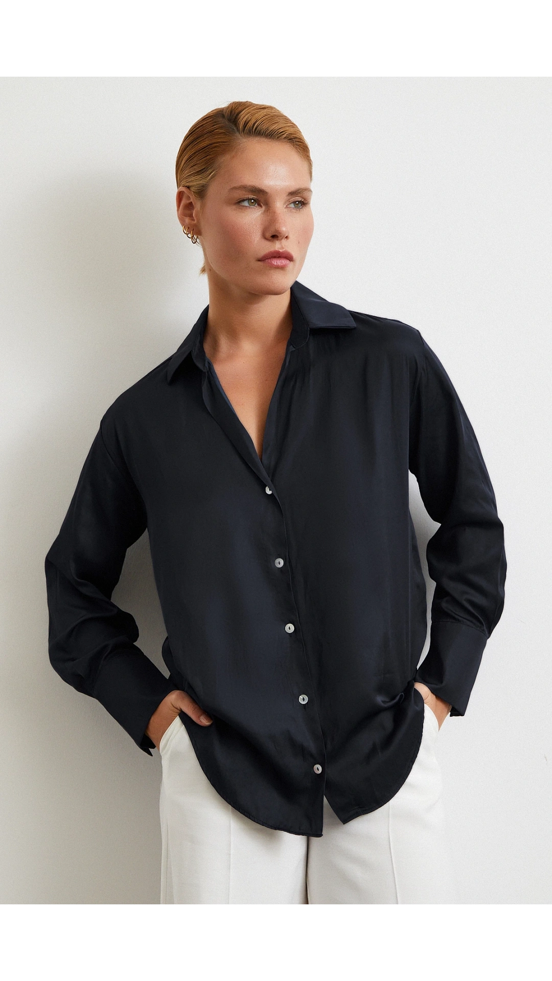 Diagonal Desen Gömlek Siyah