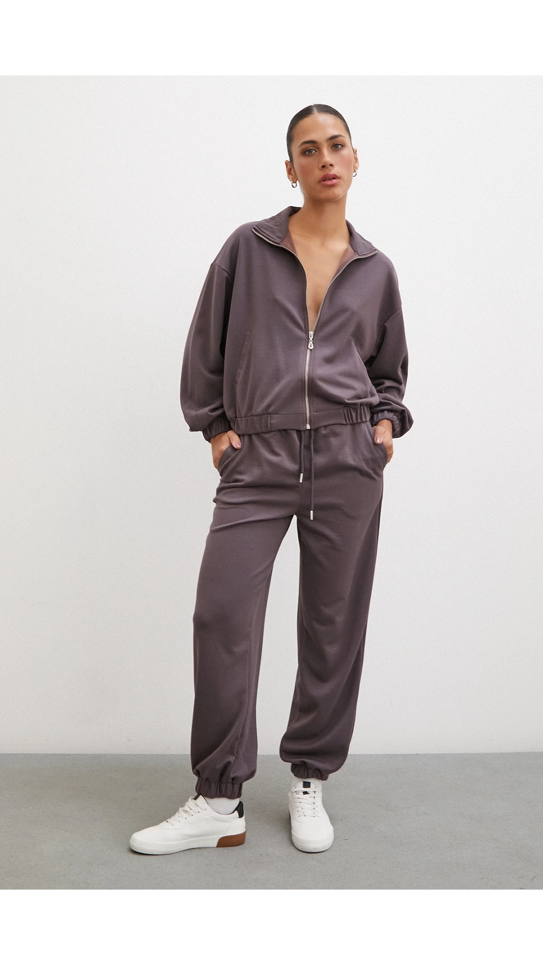 Lastikli Cepli Eşofman Altı Kahve