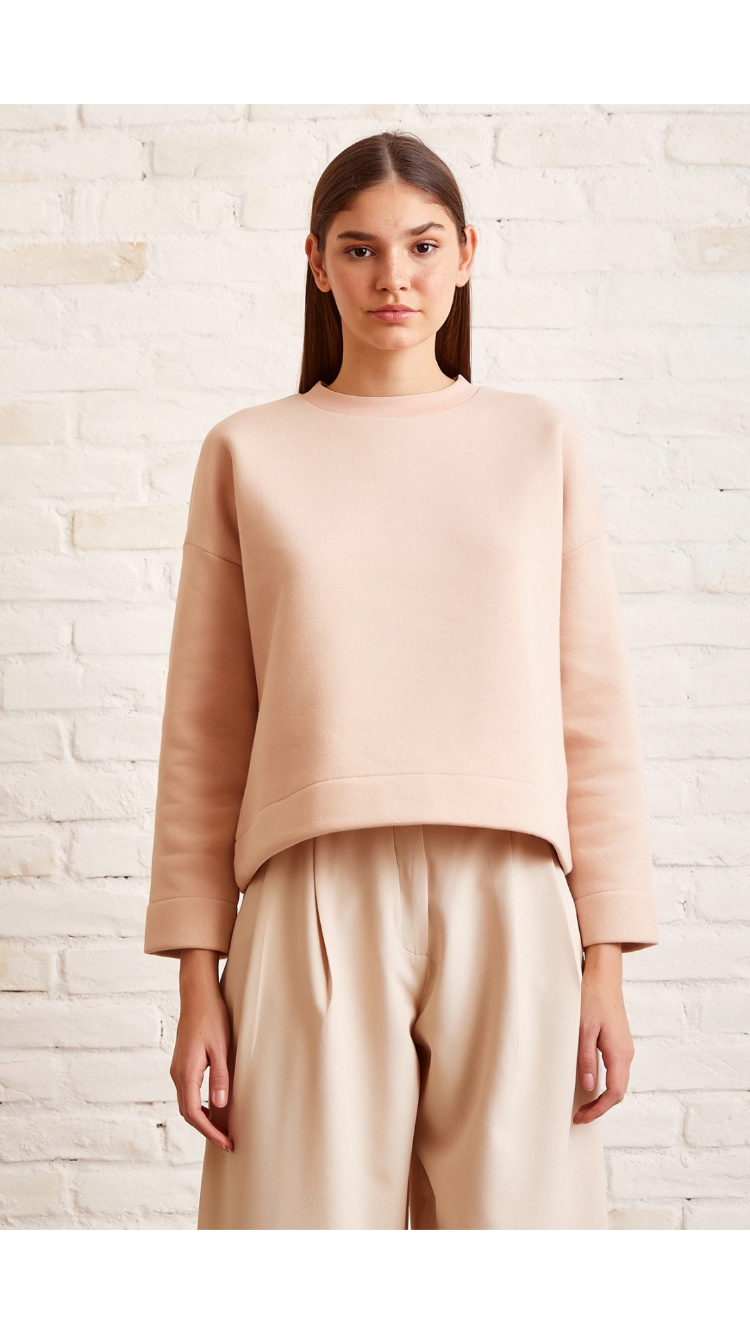 Bisiklet Yaka Oversize Sweatshirt Somon