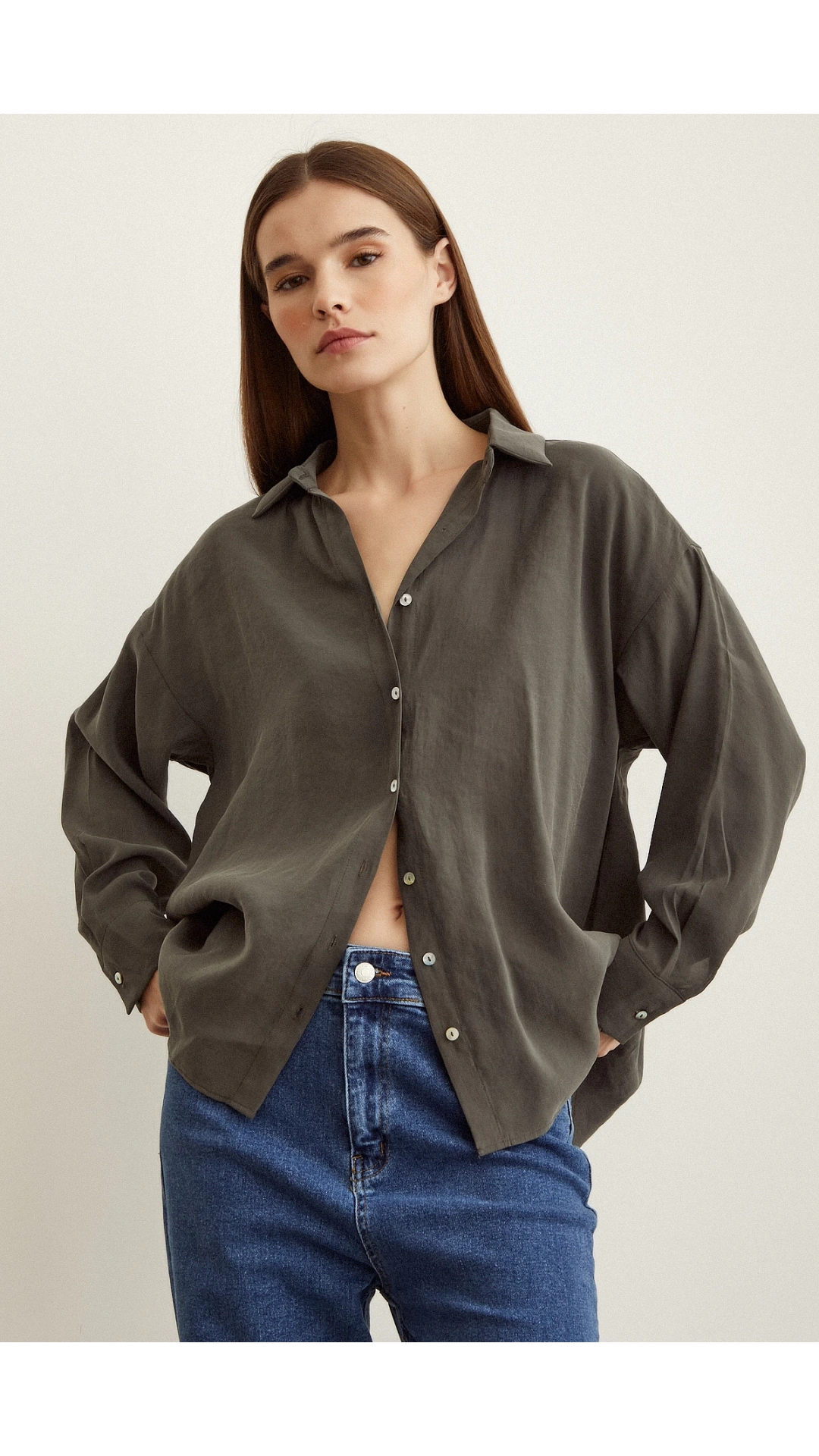 Basic Modal Gömlek Haki