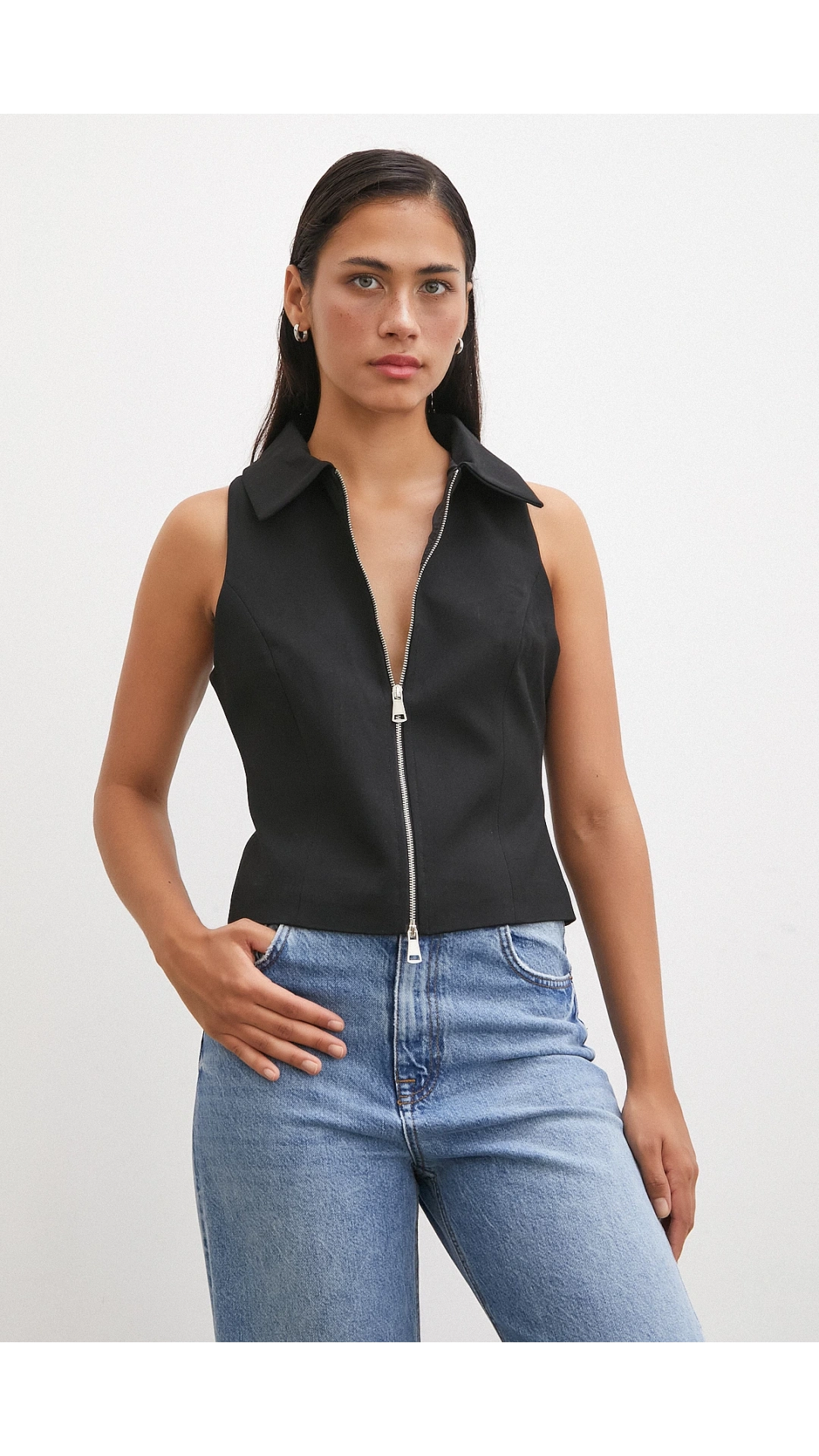 Fermuarlı Yelek Siyah