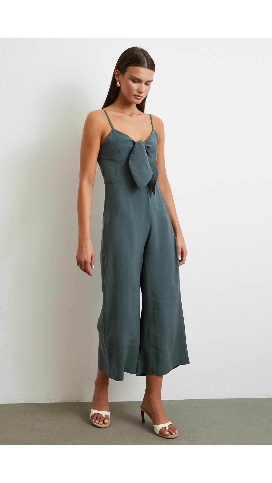 Fiyonklu Askılı Tulum Yeşil