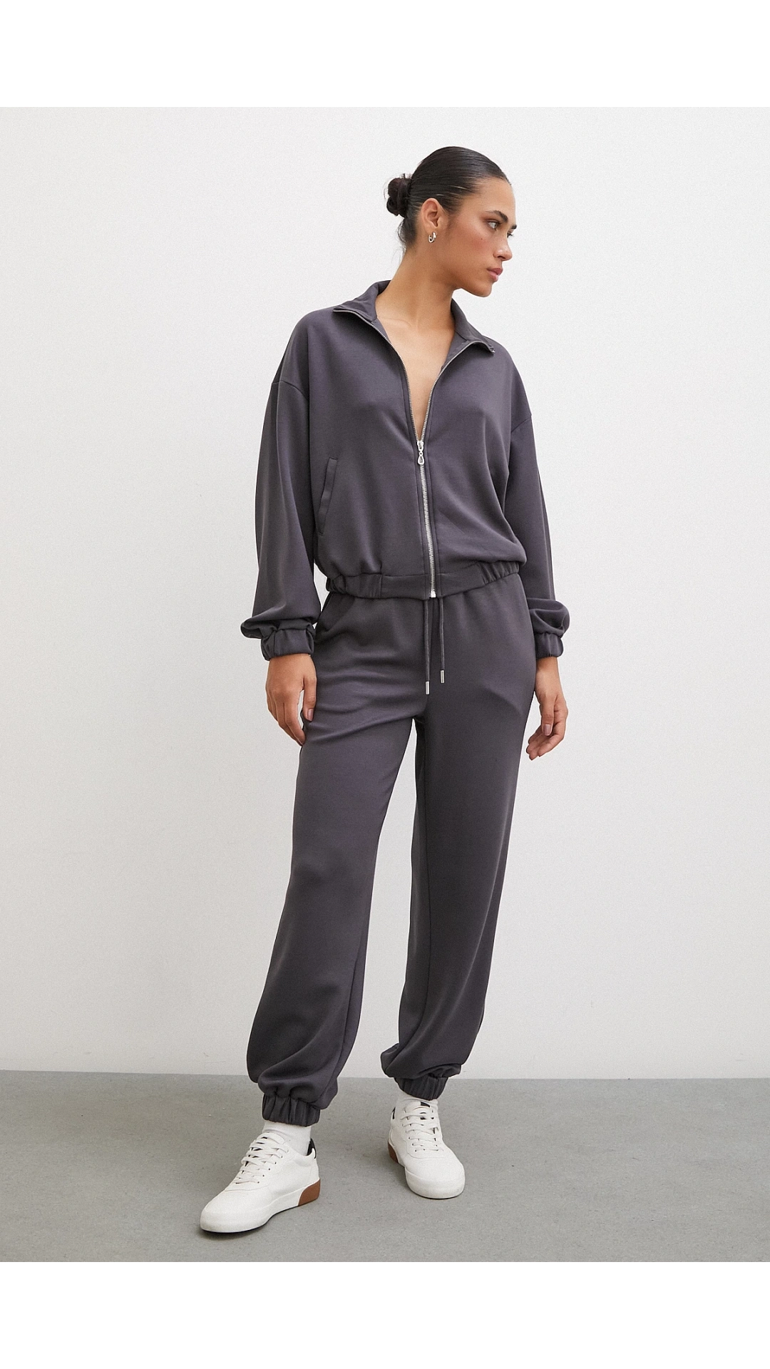 Lastikli Cepli Eşofman Altı Füme