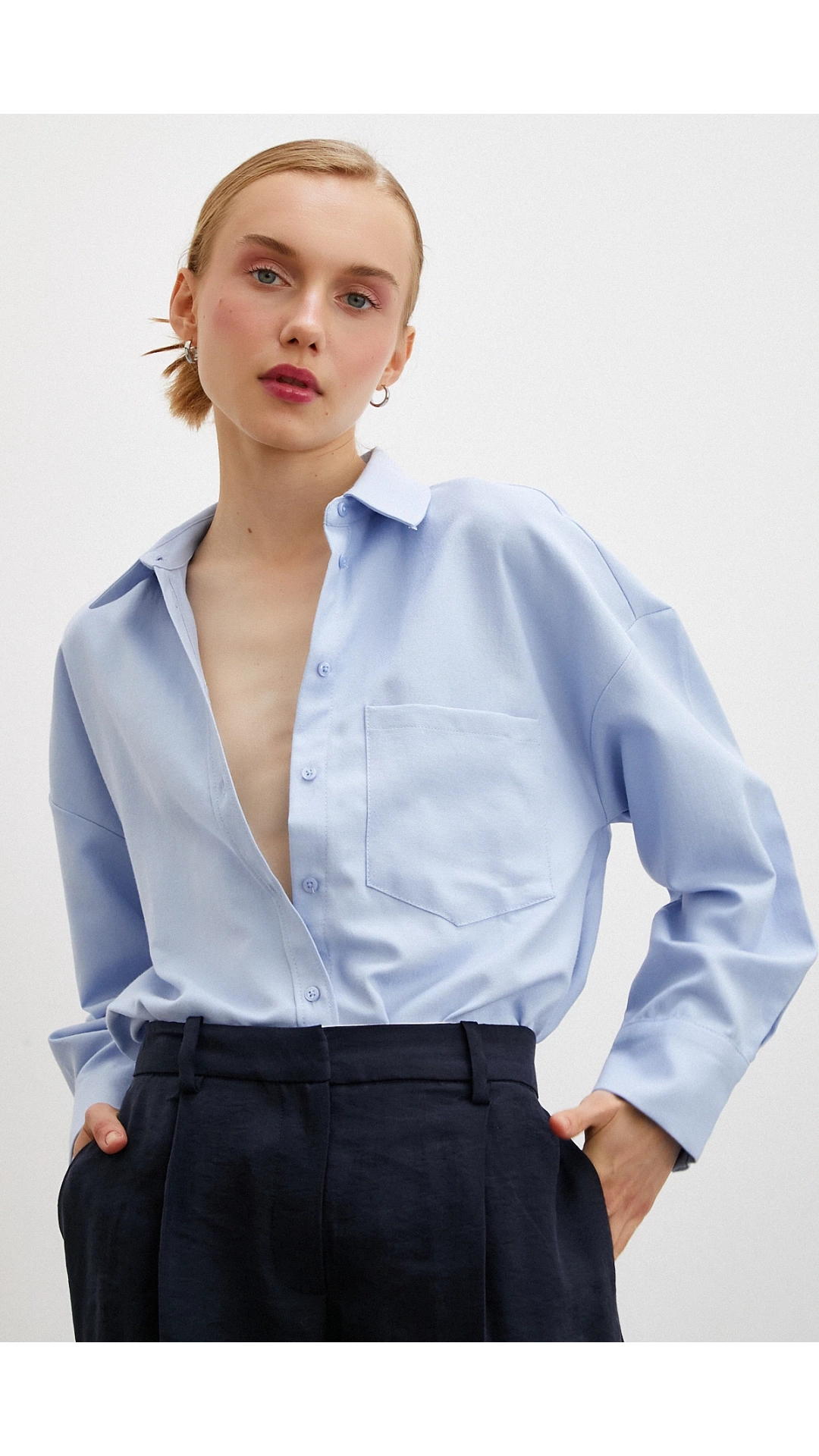 Klasik Gömlek Buz Mavisi