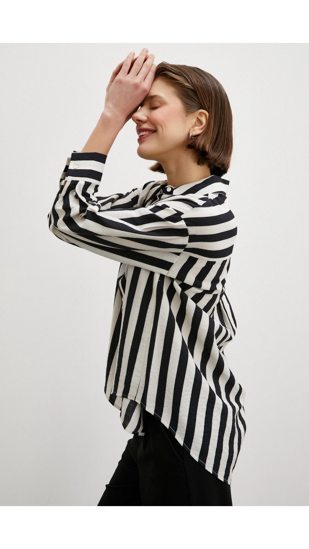 Robalı Çizgili Gömlek Siyah