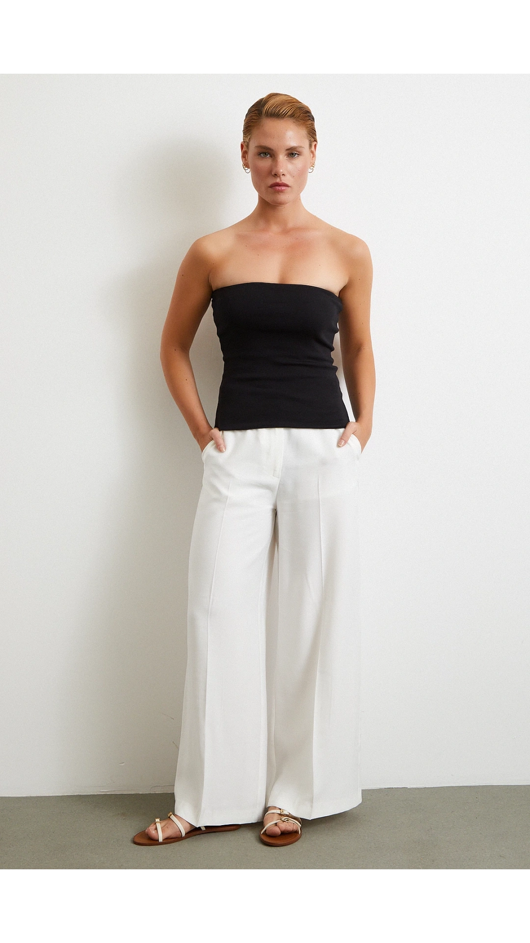 Geniş Paça Palazzo Pantolon Ekru