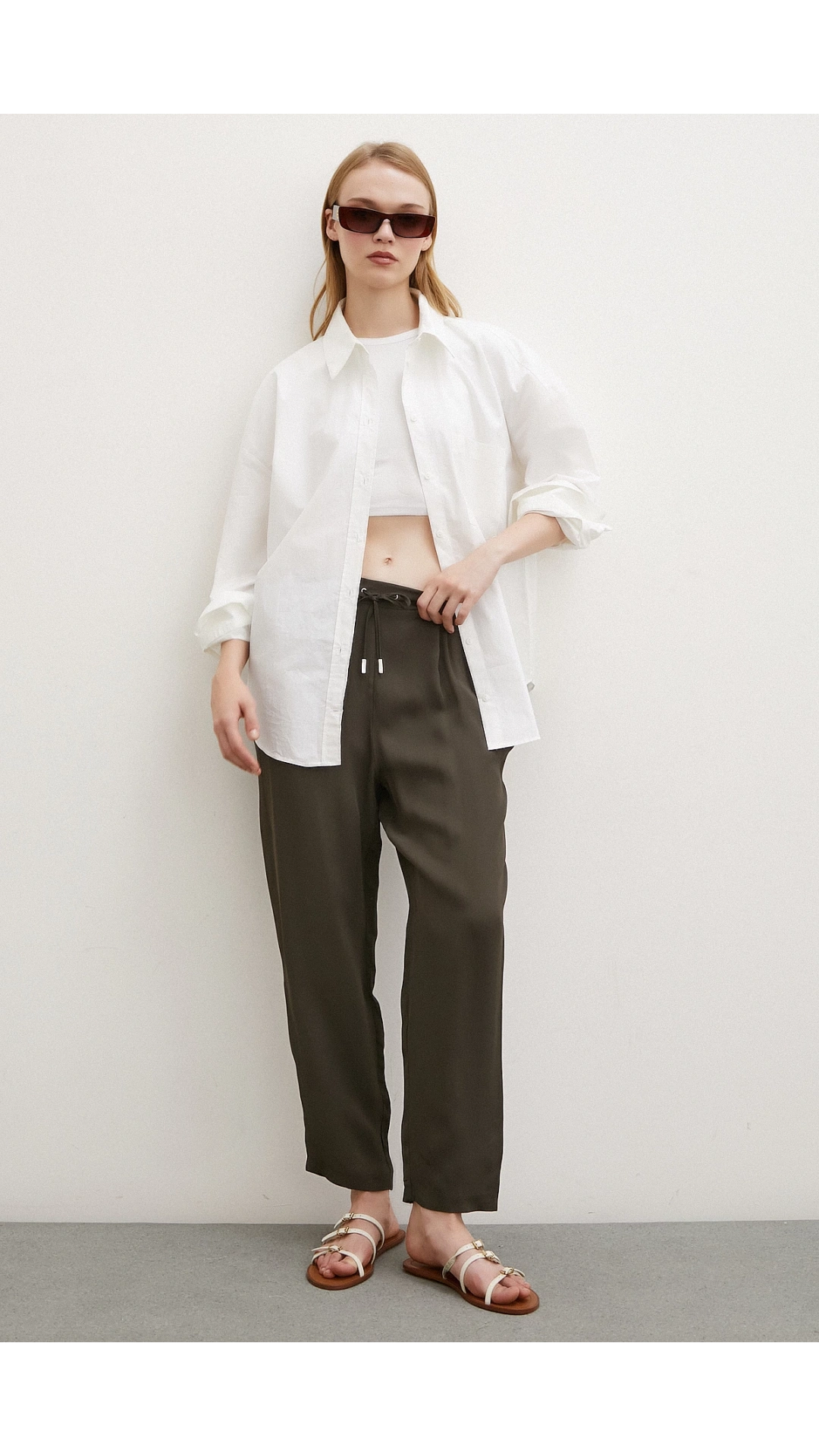 Beli Lastikli Boru Paça Pantolon Haki