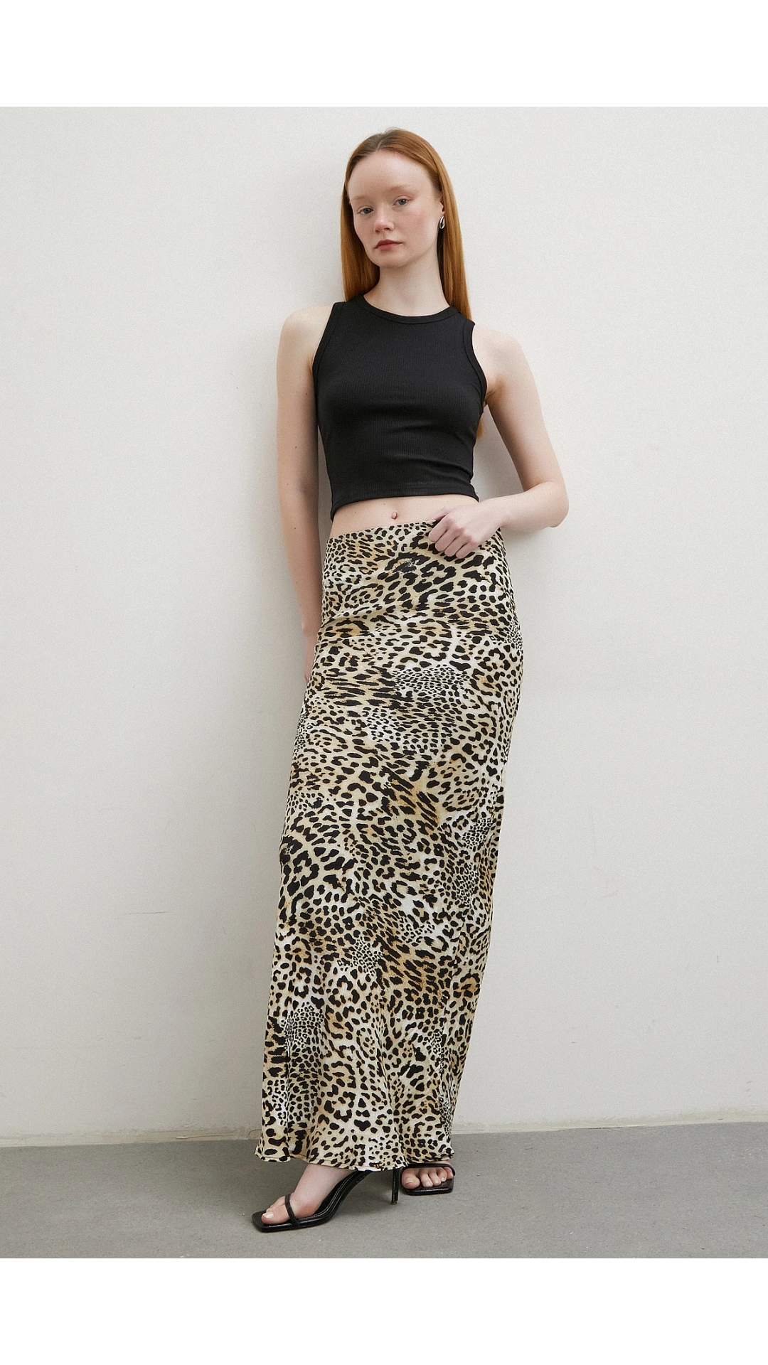 Leopar Desenli Verev Etek Ekru