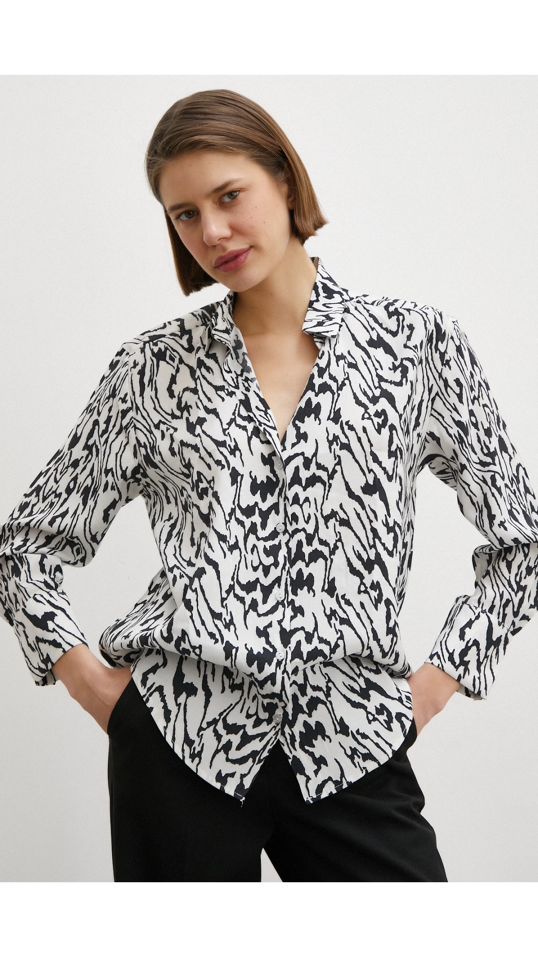 Animal Desenli Gömlek Siyah