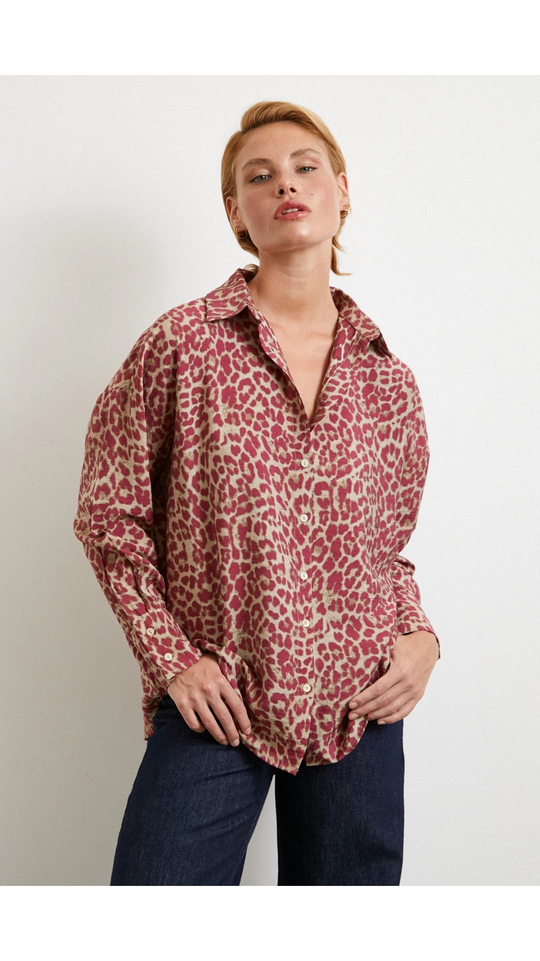 Leopar Desen Javanez Gömlek Yeşil