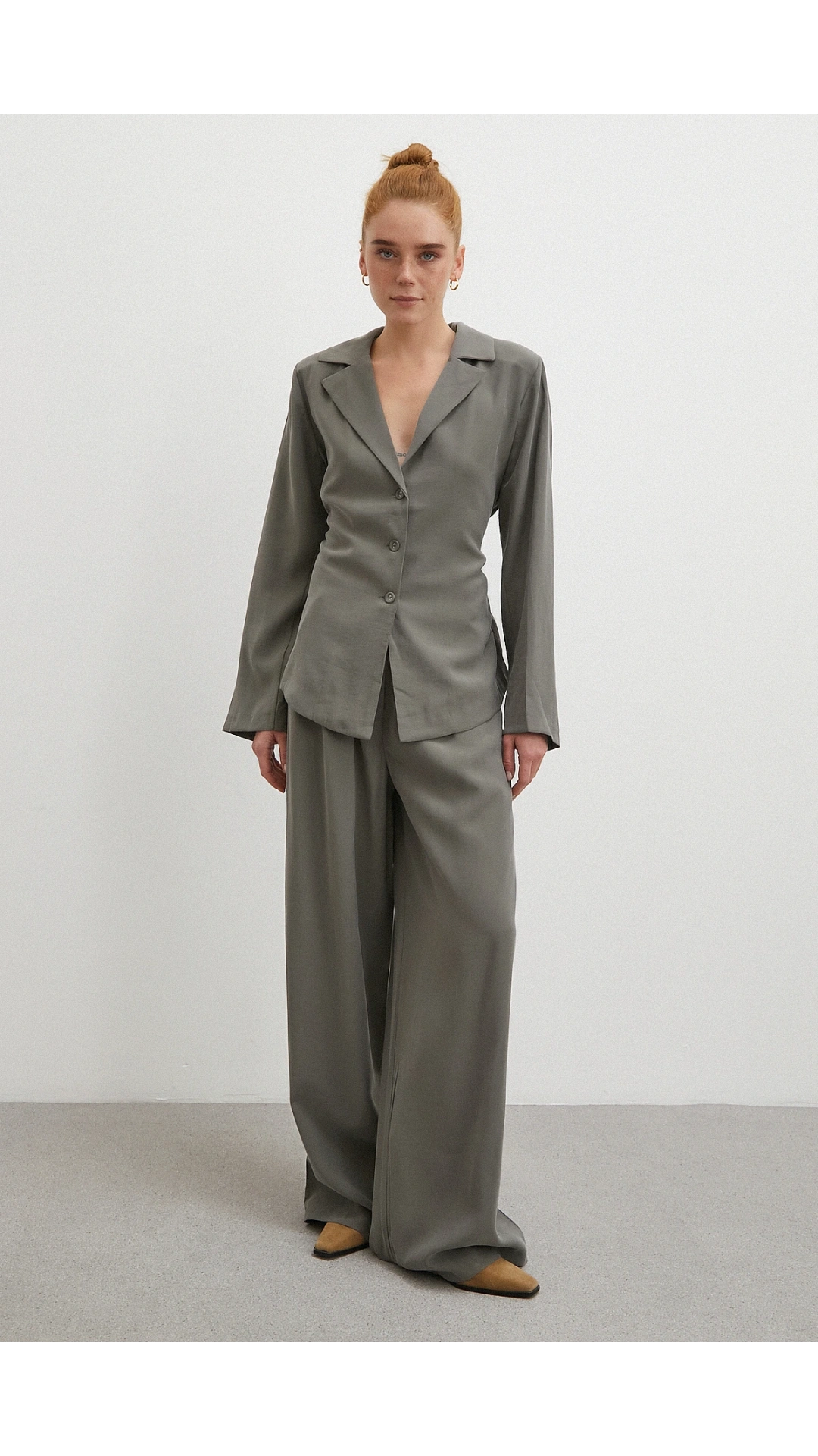 Gömlek Pantolon Modal Takım Haki