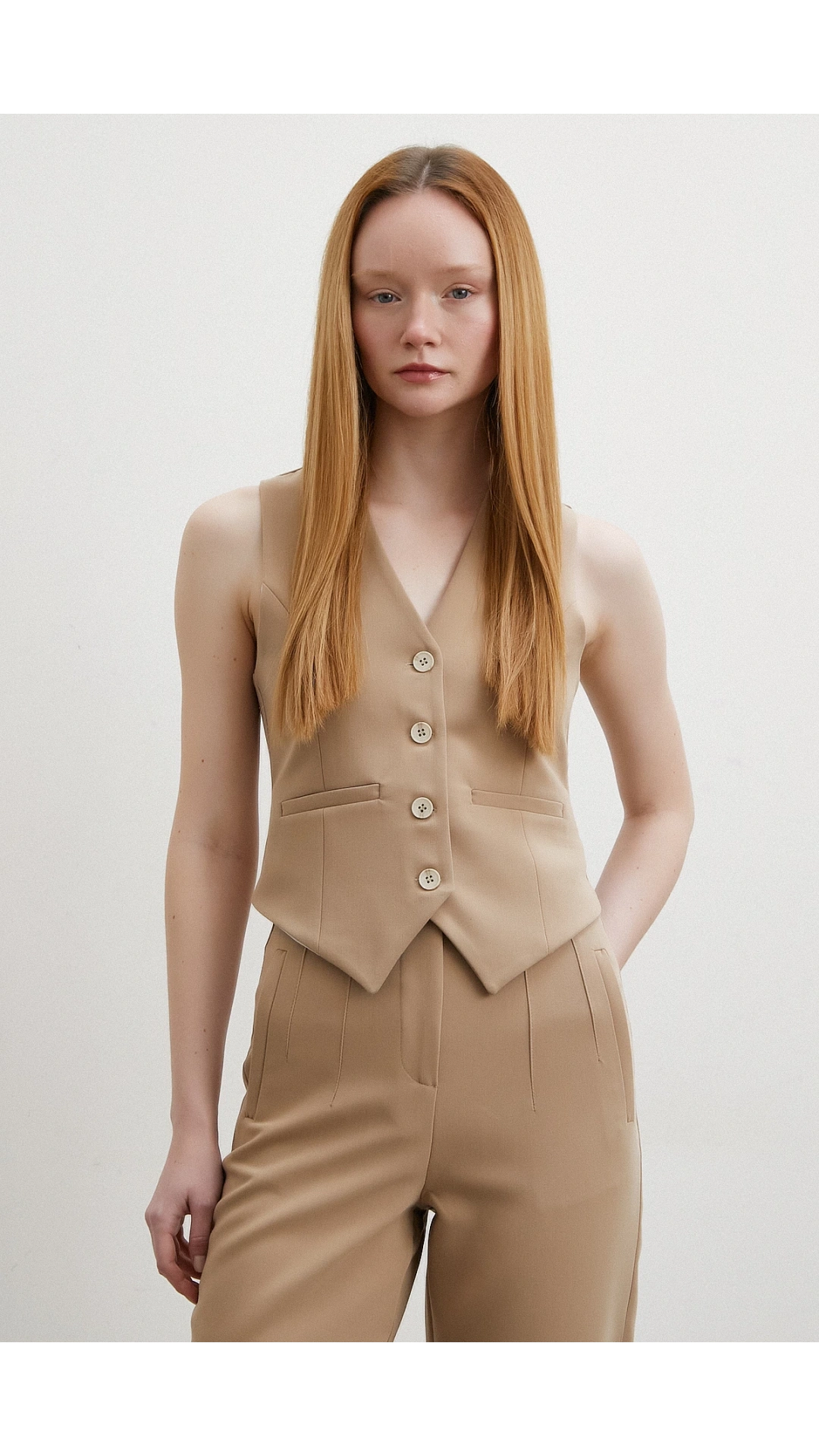 Astarlı Kuplu Yelek Vizon